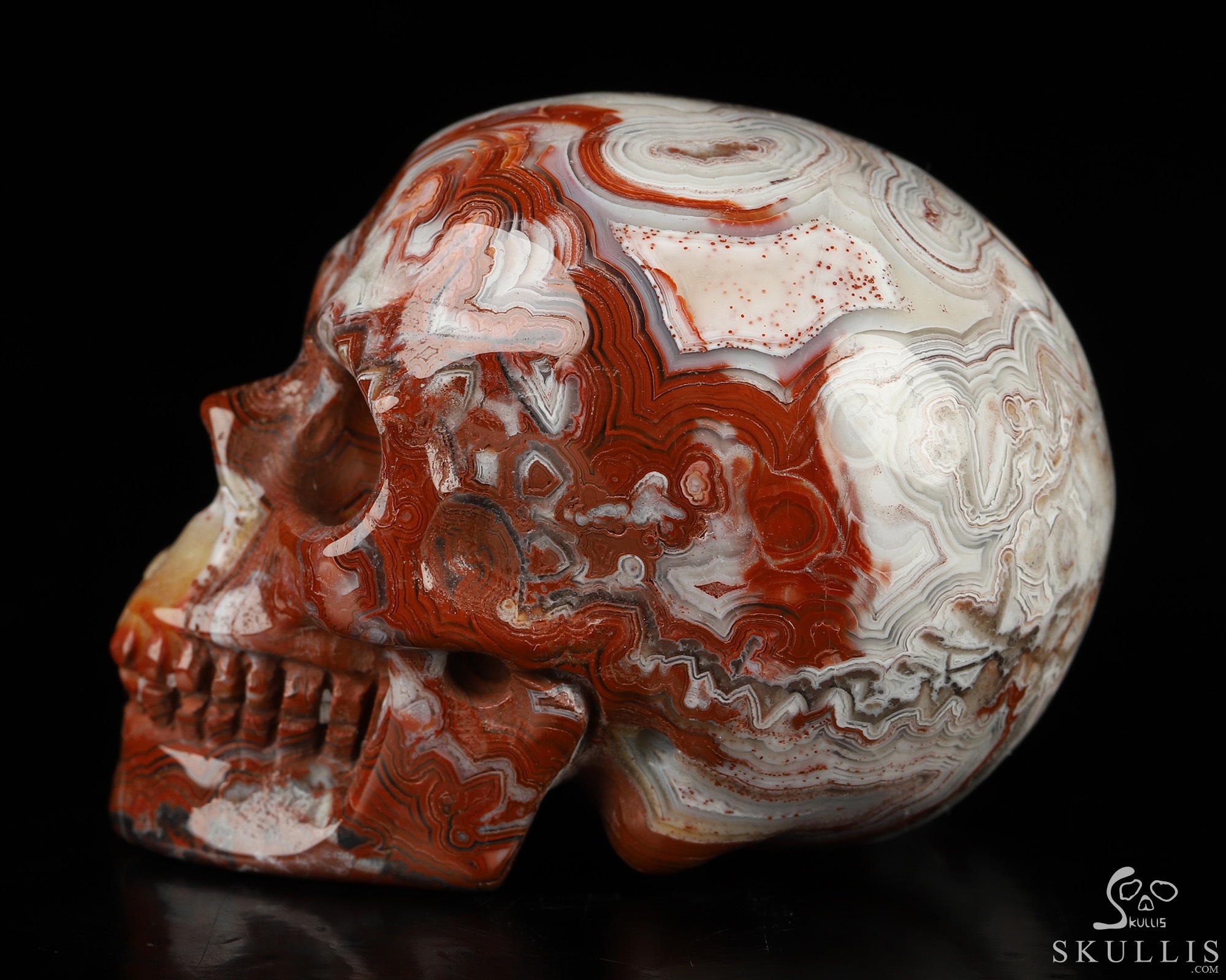 Gemstone 2.0" Red Crazy Lace Agate Hand Carved Crystal Skull, Realistic, Crystal Healing Gemstone 2.0" Red Crazy Lace Agate Hand Carved Crystal Skull, Realistic, Crystal Healing
