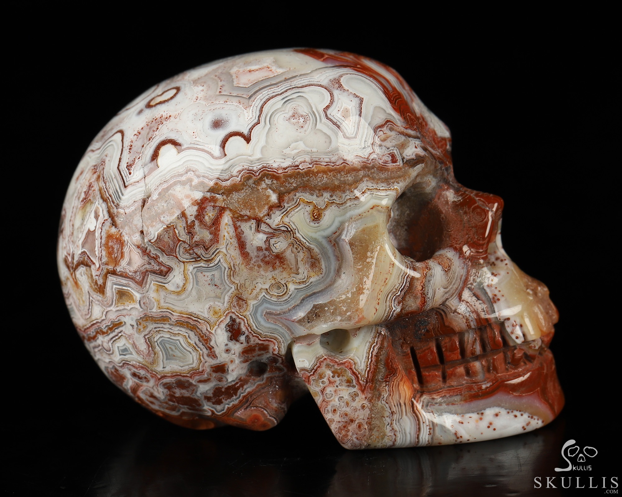 Gemstone 2.0" Red Crazy Lace Agate Hand Carved Crystal Skull, Realistic, Crystal Healing Gemstone 2.0" Red Crazy Lace Agate Hand Carved Crystal Skull, Realistic, Crystal Healing