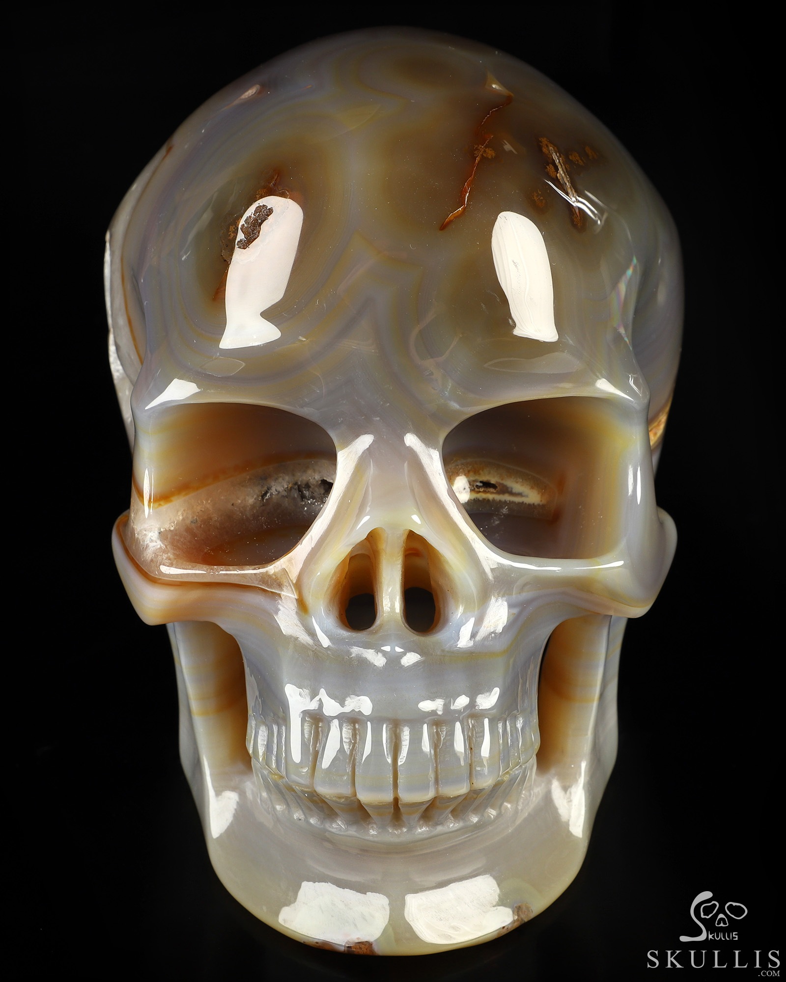 Lifesized 6.7" Agate Geode Hand Carved Crystal Skull, Super Realistic, Crystal Healing Lifesized 6.7" Agate Geode Hand Carved Crystal Skull, Super Realistic, Crystal Healing