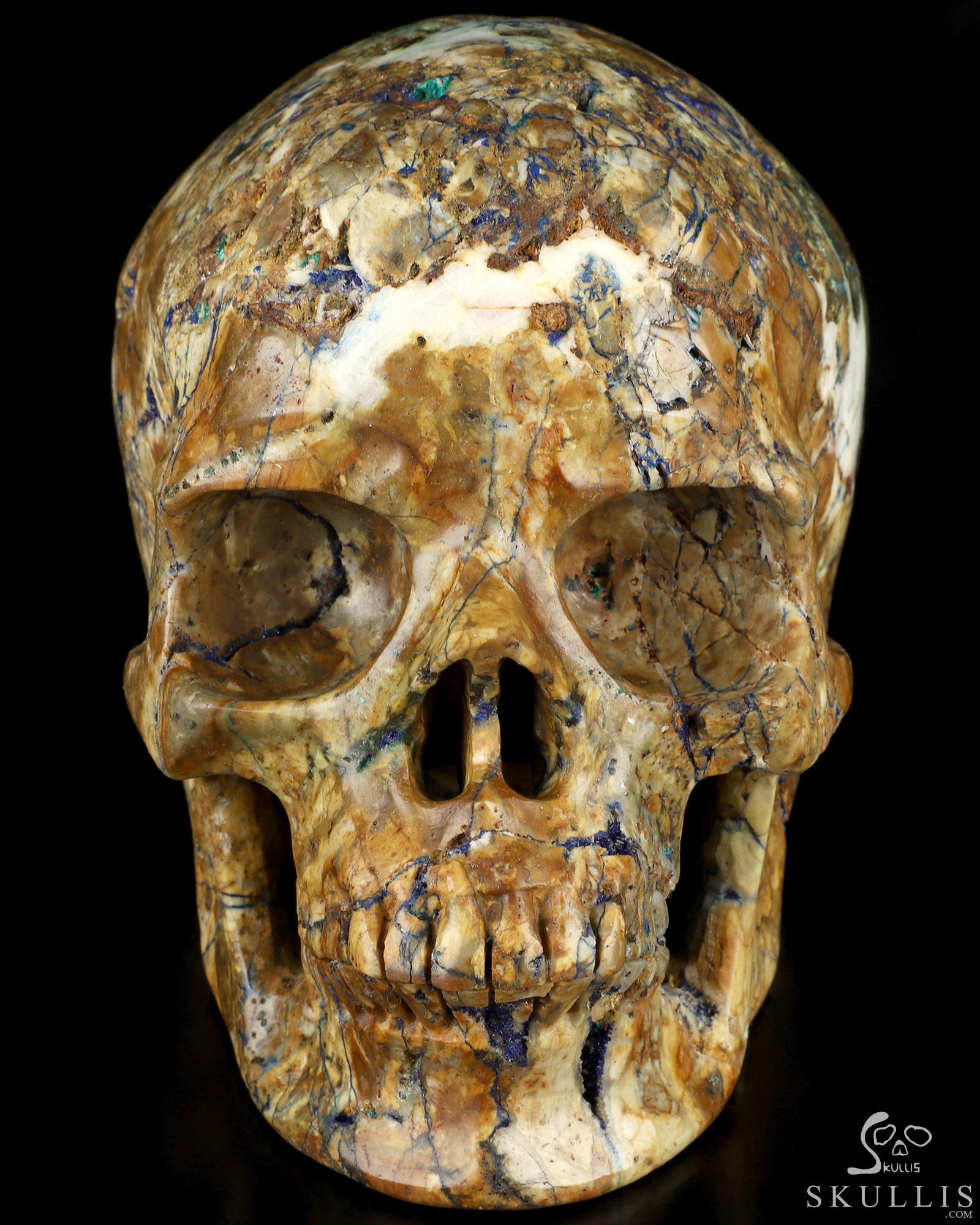 Lifesized 6.5" Azurite Chessylite Hand Carved Crystal Skull, Super Realistic, Crystal Healing Lifesized 6.5" Azurite Chessylite Hand Carved Crystal Skull, Super Realistic, Crystal Healing
