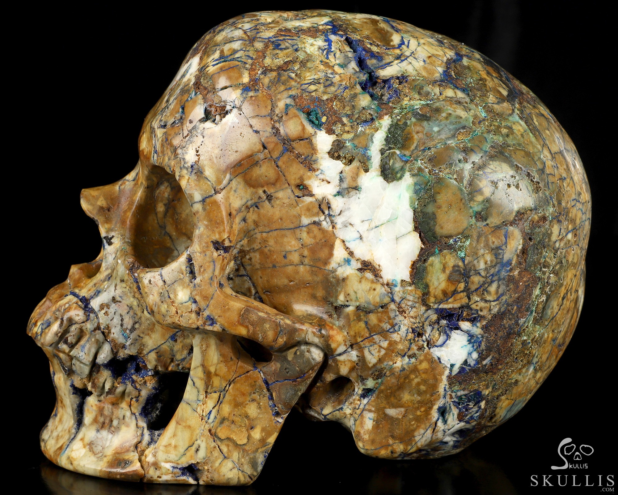 Lifesized 6.5" Azurite Chessylite Hand Carved Crystal Skull, Super Realistic, Crystal Healing Lifesized 6.5" Azurite Chessylite Hand Carved Crystal Skull, Super Realistic, Crystal Healing