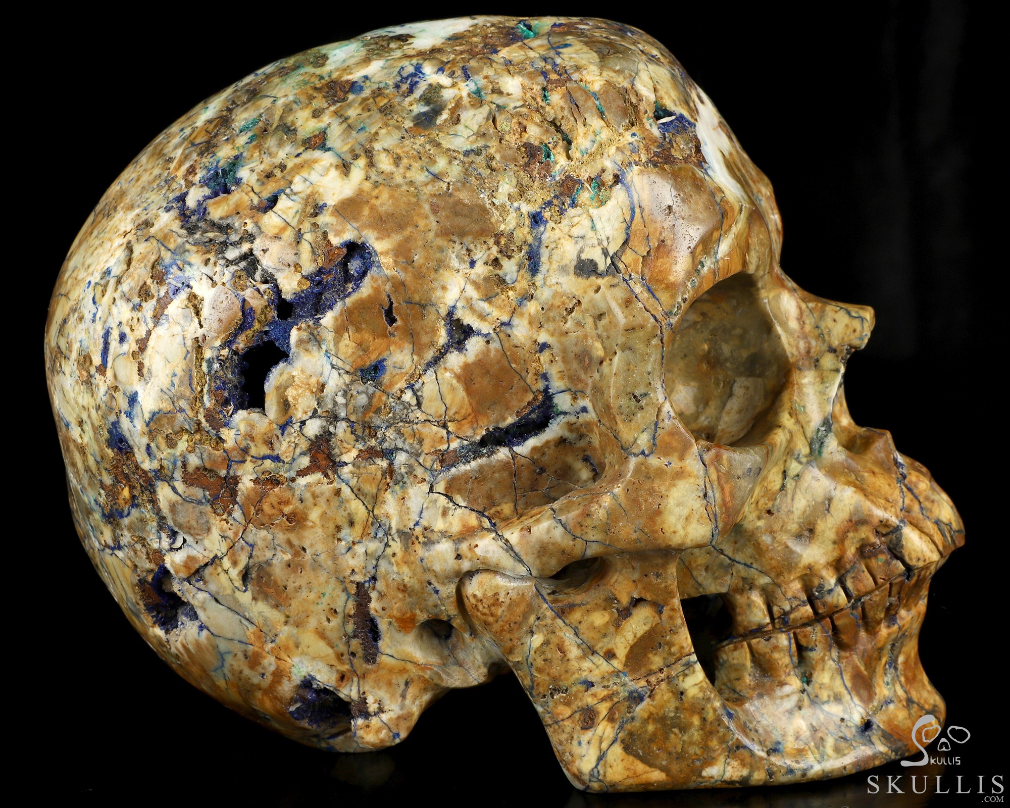 Lifesized 6.5" Azurite Chessylite Hand Carved Crystal Skull, Super Realistic, Crystal Healing Lifesized 6.5" Azurite Chessylite Hand Carved Crystal Skull, Super Realistic, Crystal Healing