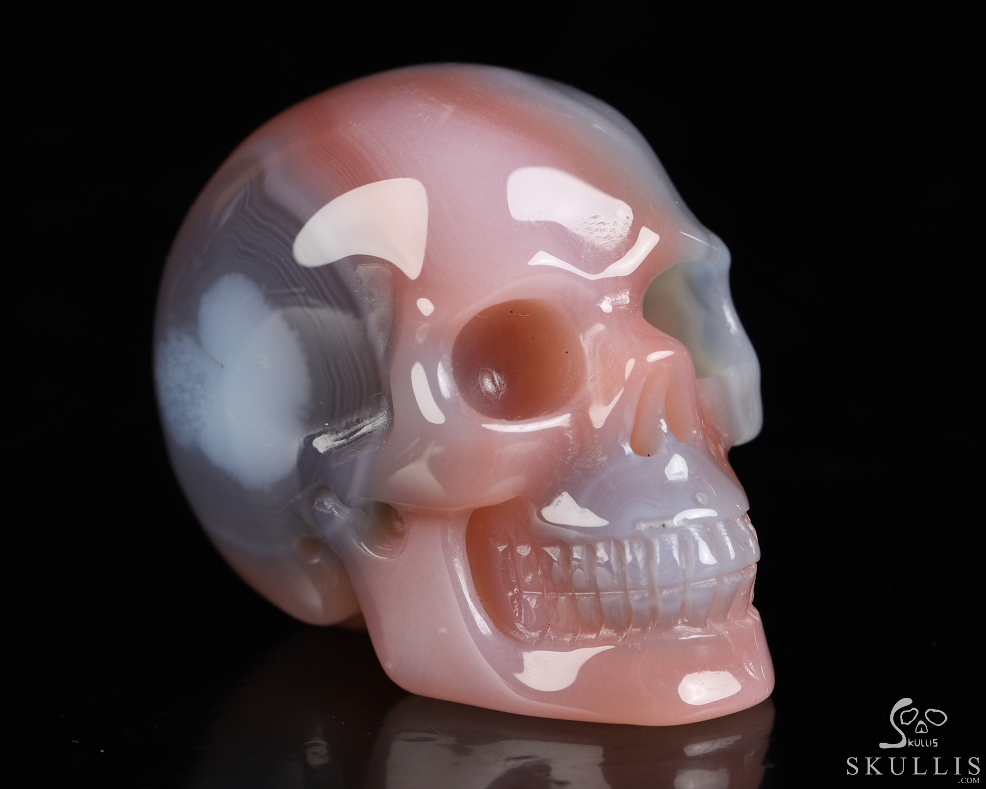 Gemstone 2.0" Mozambique Agate Hand Carved Crystal Skull, Realistic, Crystal Healing Gemstone 2.0" Mozambique Agate Hand Carved Crystal Skull, Realistic, Crystal Healing