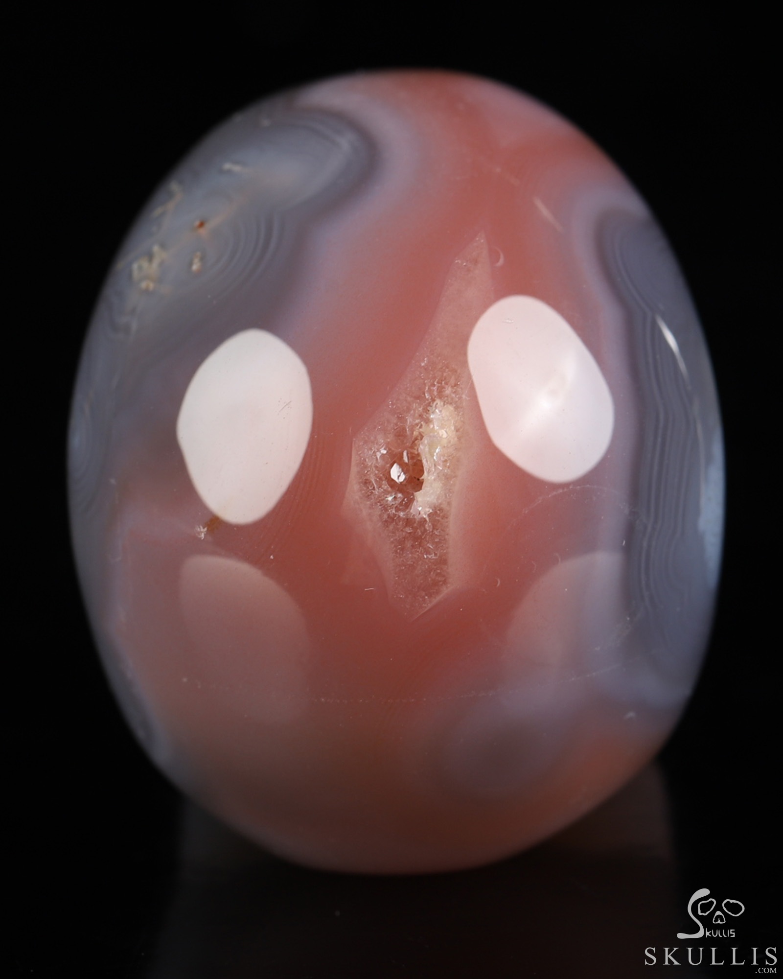 Gemstone 2.0" Mozambique Agate Hand Carved Crystal Skull, Realistic, Crystal Healing Gemstone 2.0" Mozambique Agate Hand Carved Crystal Skull, Realistic, Crystal Healing