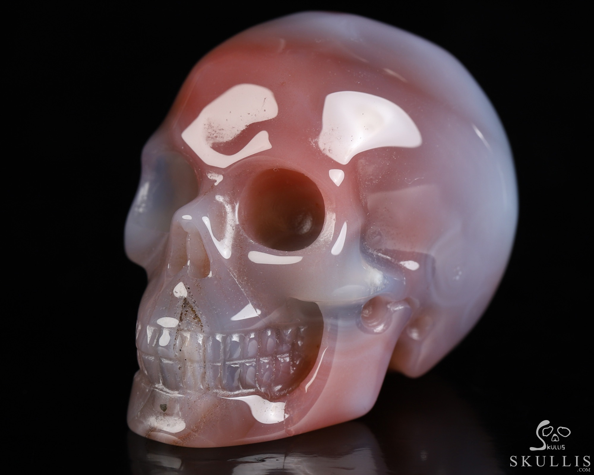 Gemstone 1.9" Mozambique Agate Hand Carved Crystal Skull, Realistic, Crystal Healing Gemstone 1.9" Mozambique Agate Hand Carved Crystal Skull, Realistic, Crystal Healing