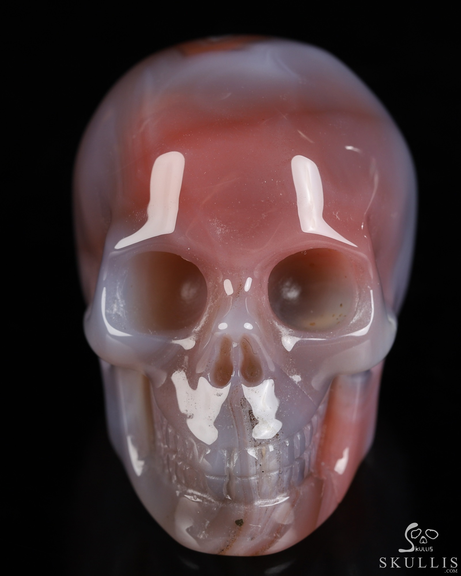 Gemstone 1.9" Mozambique Agate Hand Carved Crystal Skull, Realistic, Crystal Healing Gemstone 1.9" Mozambique Agate Hand Carved Crystal Skull, Realistic, Crystal Healing