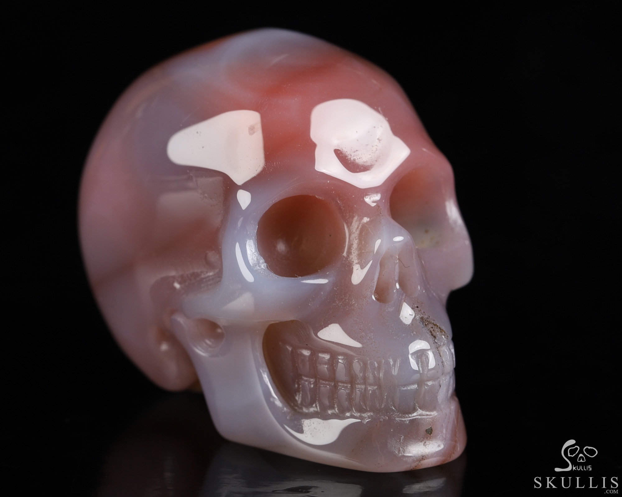 Gemstone 1.9" Mozambique Agate Hand Carved Crystal Skull, Realistic, Crystal Healing Gemstone 1.9" Mozambique Agate Hand Carved Crystal Skull, Realistic, Crystal Healing