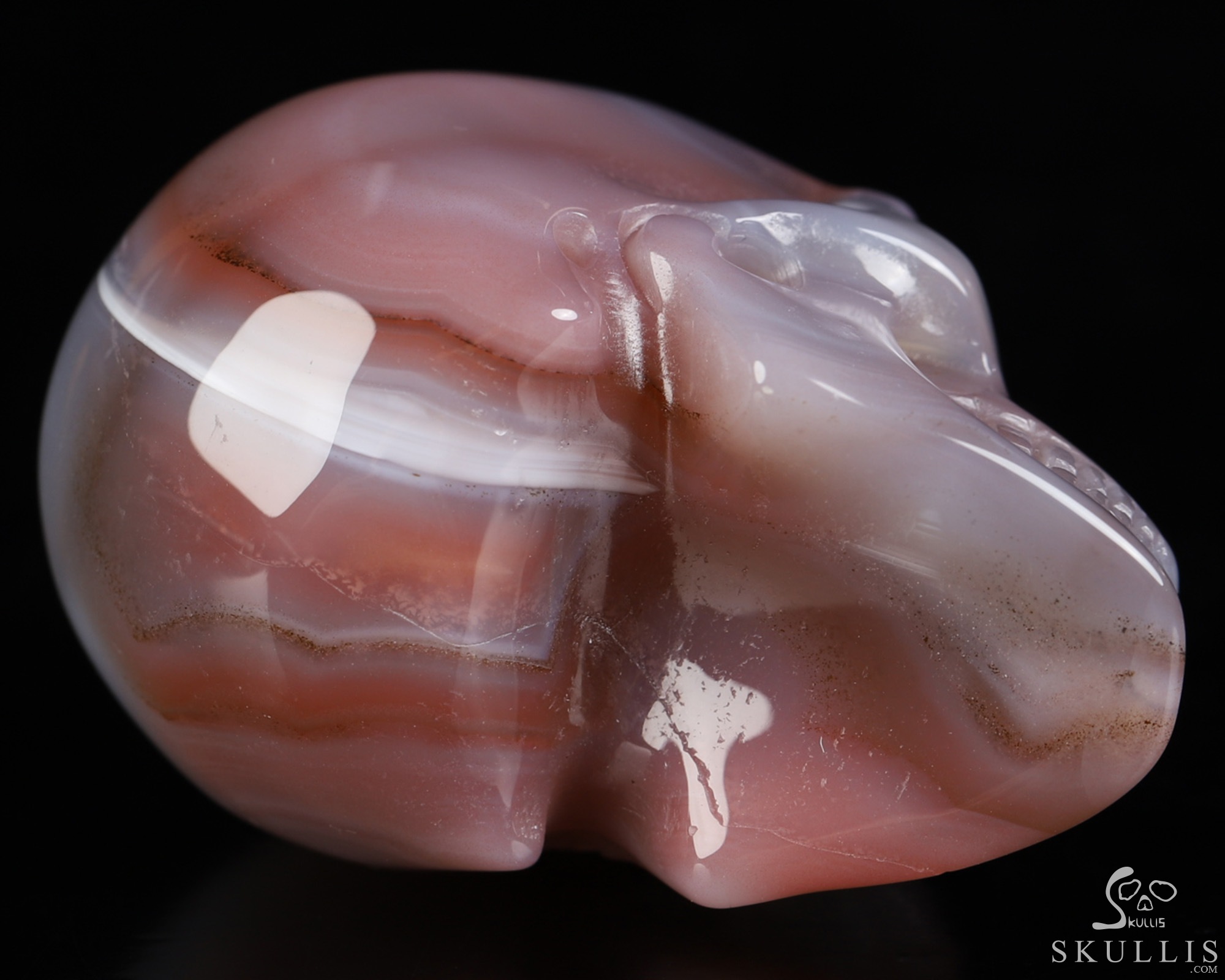 Gemstone 1.9" Mozambique Agate Hand Carved Crystal Skull, Realistic, Crystal Healing Gemstone 1.9" Mozambique Agate Hand Carved Crystal Skull, Realistic, Crystal Healing