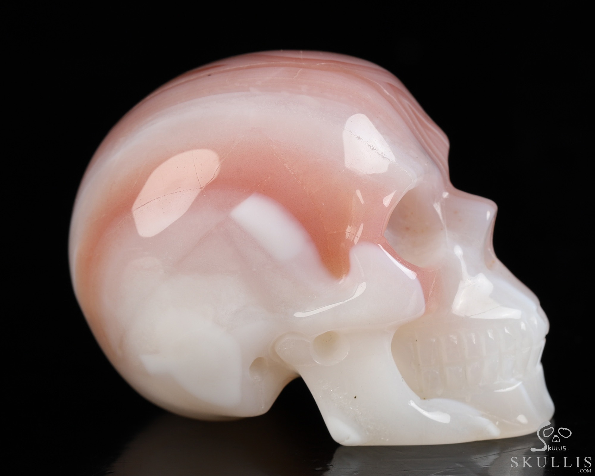 Gemstone 2.0" Mozambique Agate Hand Carved Crystal Skull, Realistic, Crystal Healing Gemstone 2.0" Mozambique Agate Hand Carved Crystal Skull, Realistic, Crystal Healing