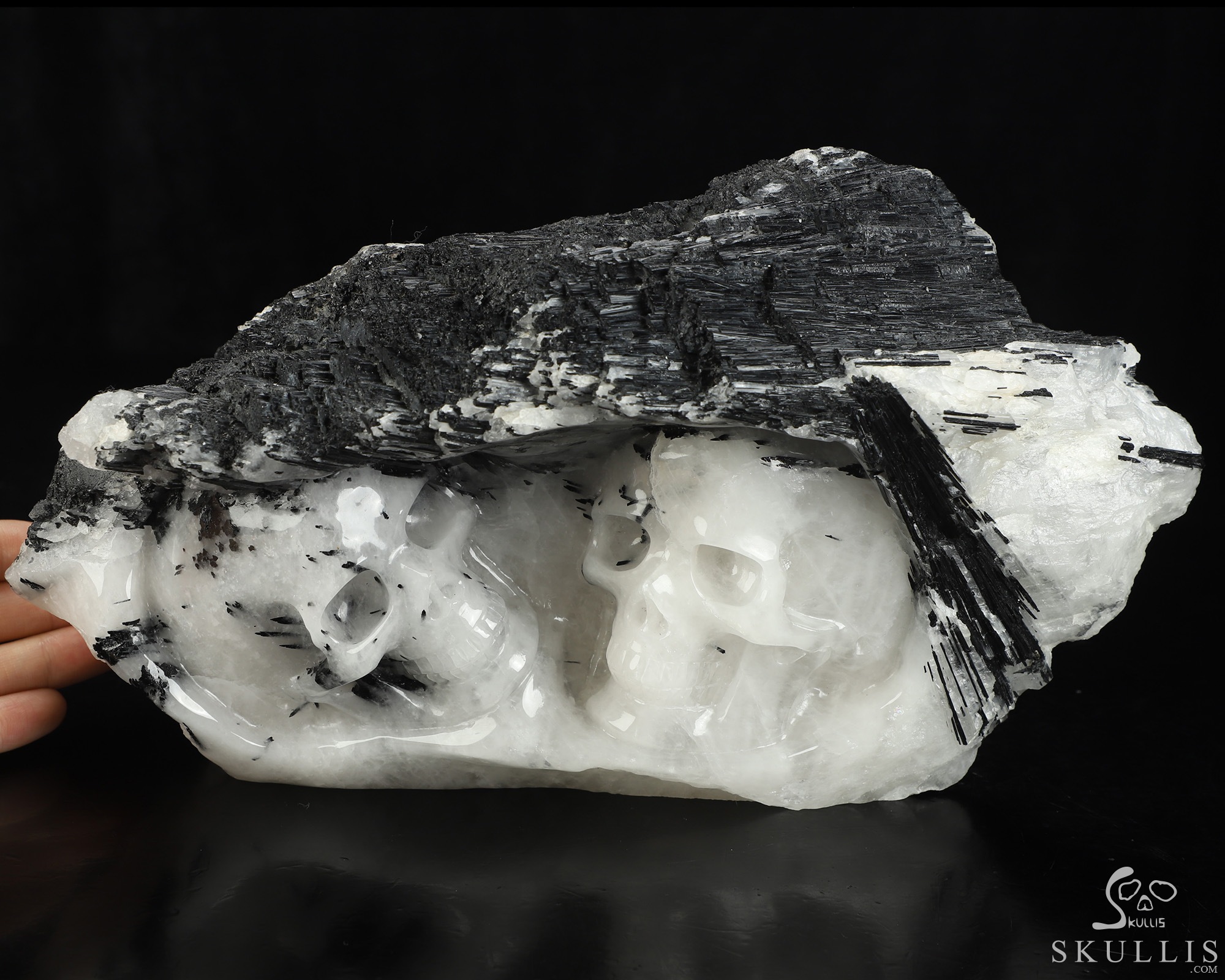 10.4" Black Tourmaline Hand Carved Crystal Skull Fine Art Sculpture, Crystal Healing 10.4" Black Tourmaline Hand Carved Crystal Skull Fine Art Sculpture, Crystal Healing