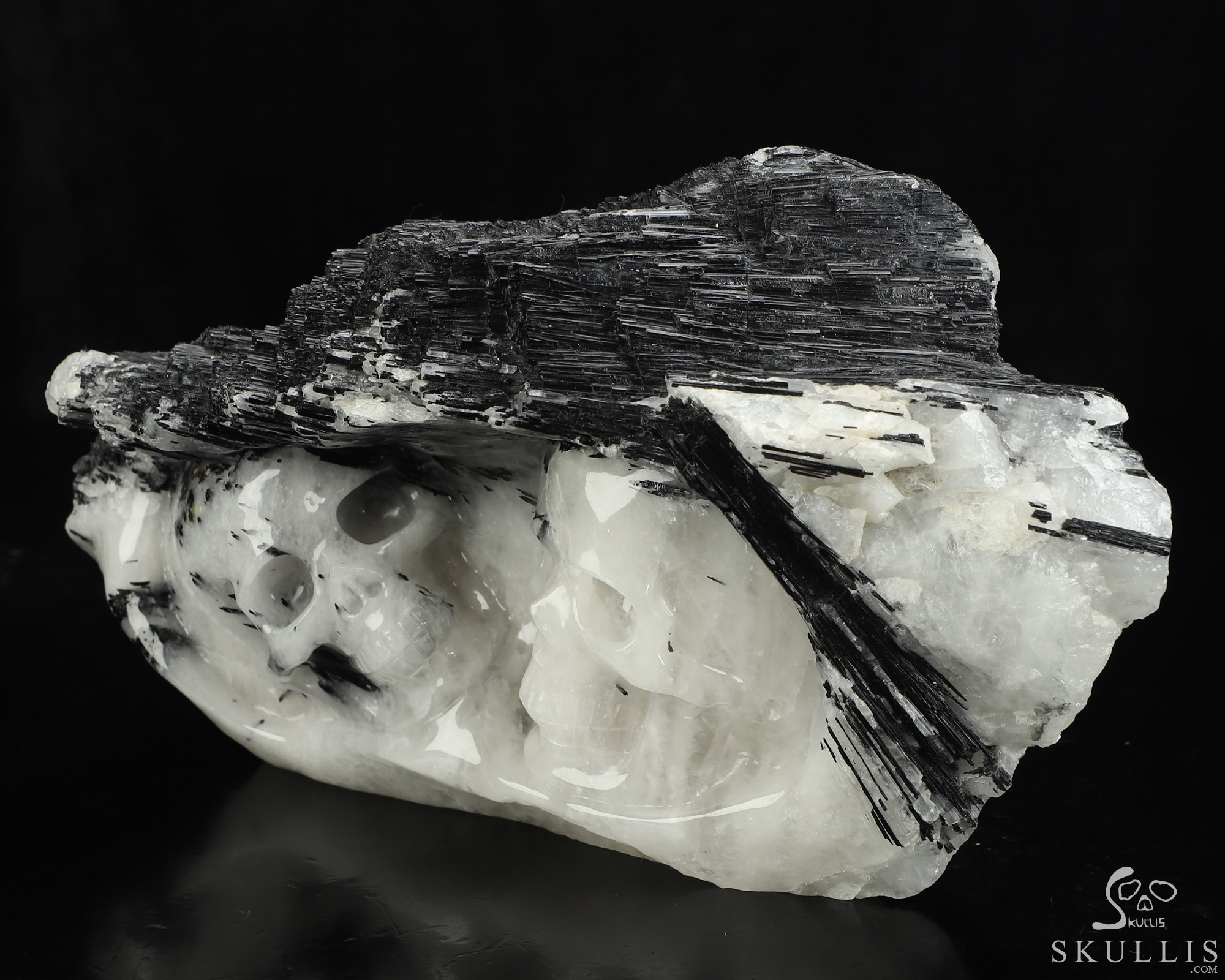 10.4" Black Tourmaline Hand Carved Crystal Skull Fine Art Sculpture, Crystal Healing 10.4" Black Tourmaline Hand Carved Crystal Skull Fine Art Sculpture, Crystal Healing