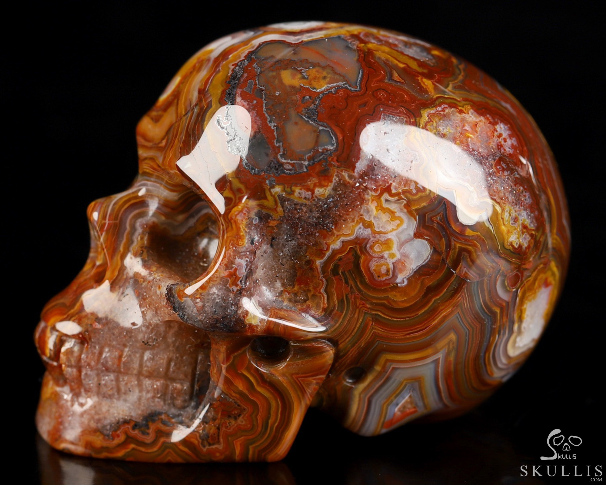 Gemstone 2.0" Red Crazy Lace Agate Hand Carved Crystal Skull, Realistic, Crystal Healing Gemstone 2.0" Red Crazy Lace Agate Hand Carved Crystal Skull, Realistic, Crystal Healing