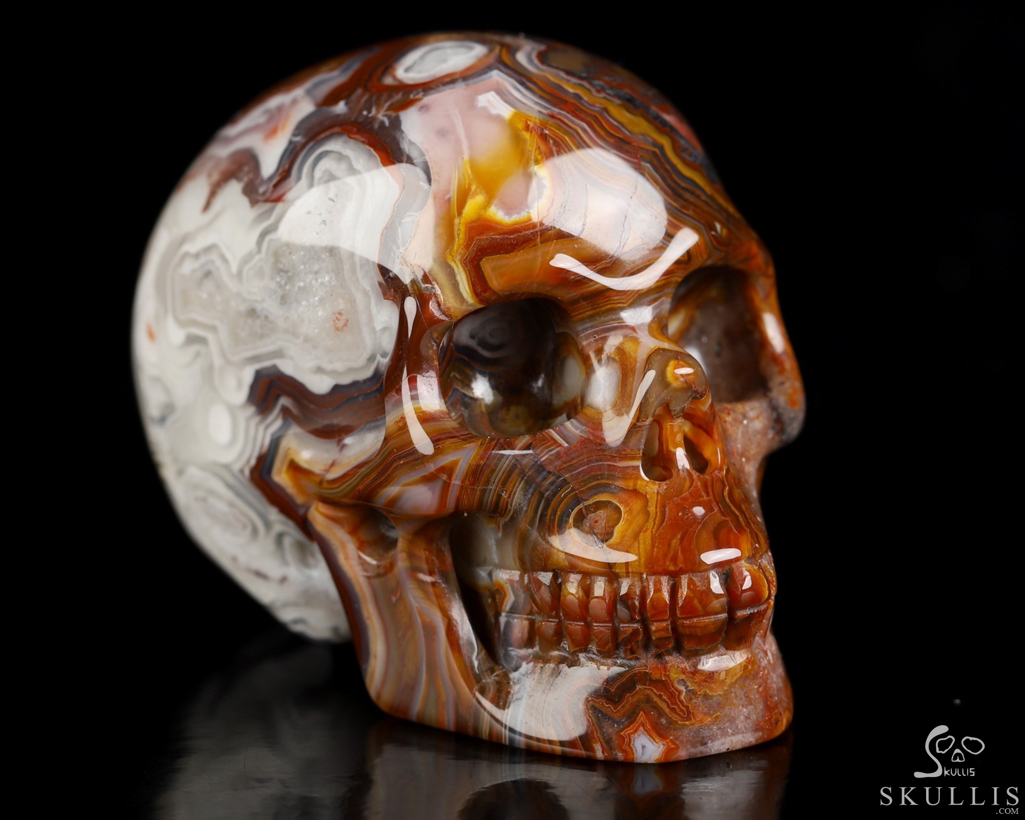 Gemstone 2.0" Red Crazy Lace Agate Hand Carved Crystal Skull, Realistic, Crystal Healing Gemstone 2.0" Red Crazy Lace Agate Hand Carved Crystal Skull, Realistic, Crystal Healing