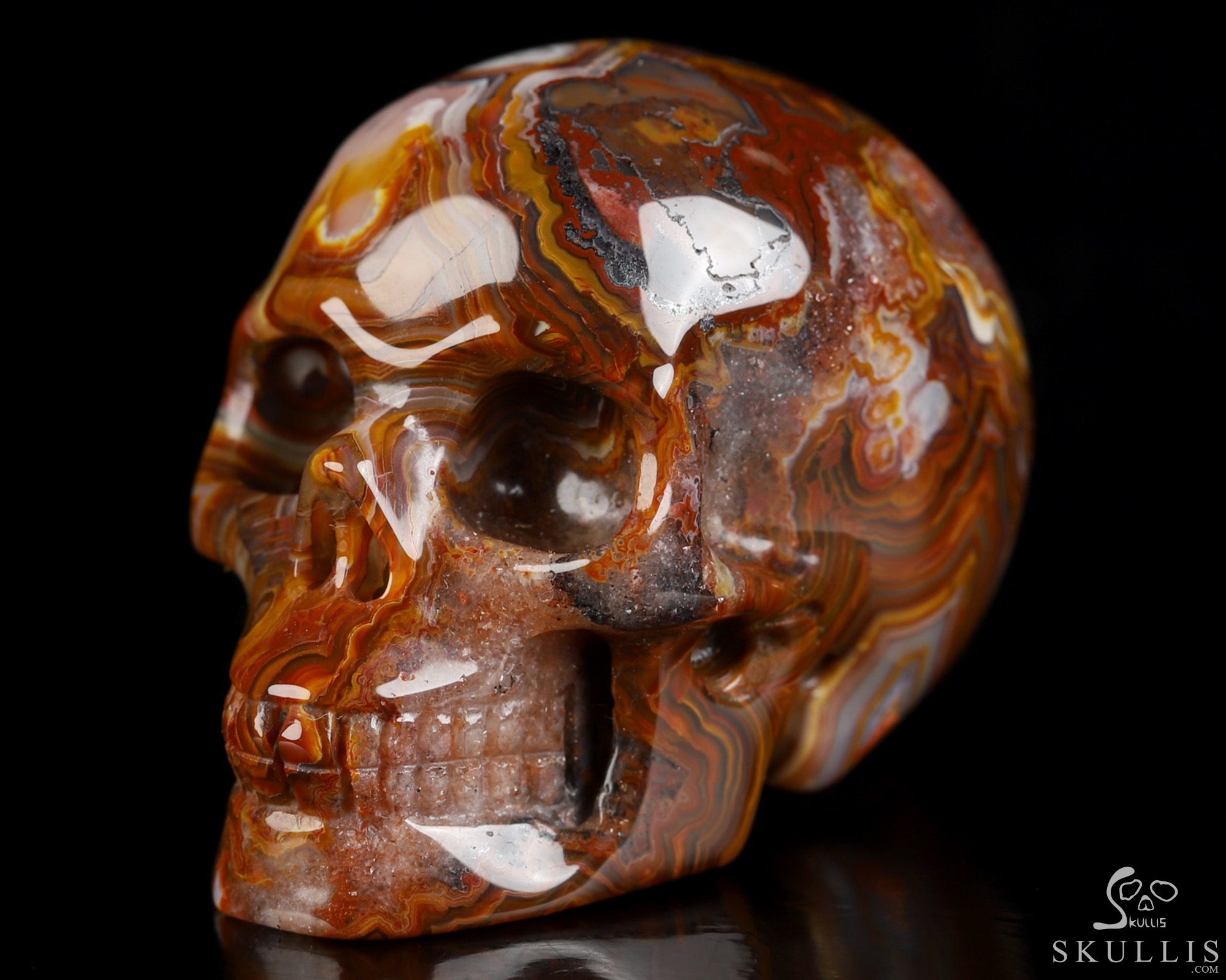 Gemstone 2.0" Red Crazy Lace Agate Hand Carved Crystal Skull, Realistic, Crystal Healing Gemstone 2.0" Red Crazy Lace Agate Hand Carved Crystal Skull, Realistic, Crystal Healing