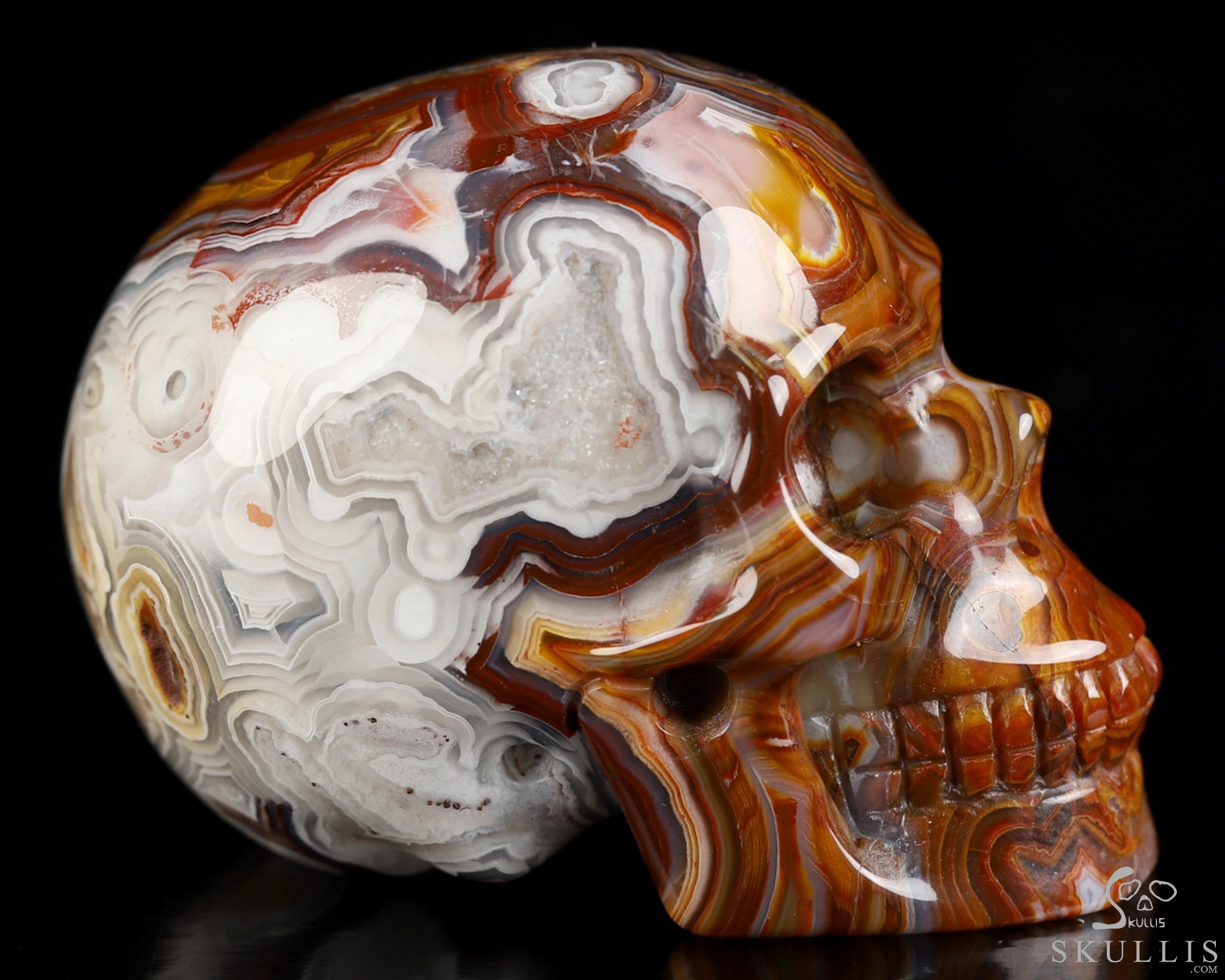 Gemstone 2.0" Red Crazy Lace Agate Hand Carved Crystal Skull, Realistic, Crystal Healing Gemstone 2.0" Red Crazy Lace Agate Hand Carved Crystal Skull, Realistic, Crystal Healing