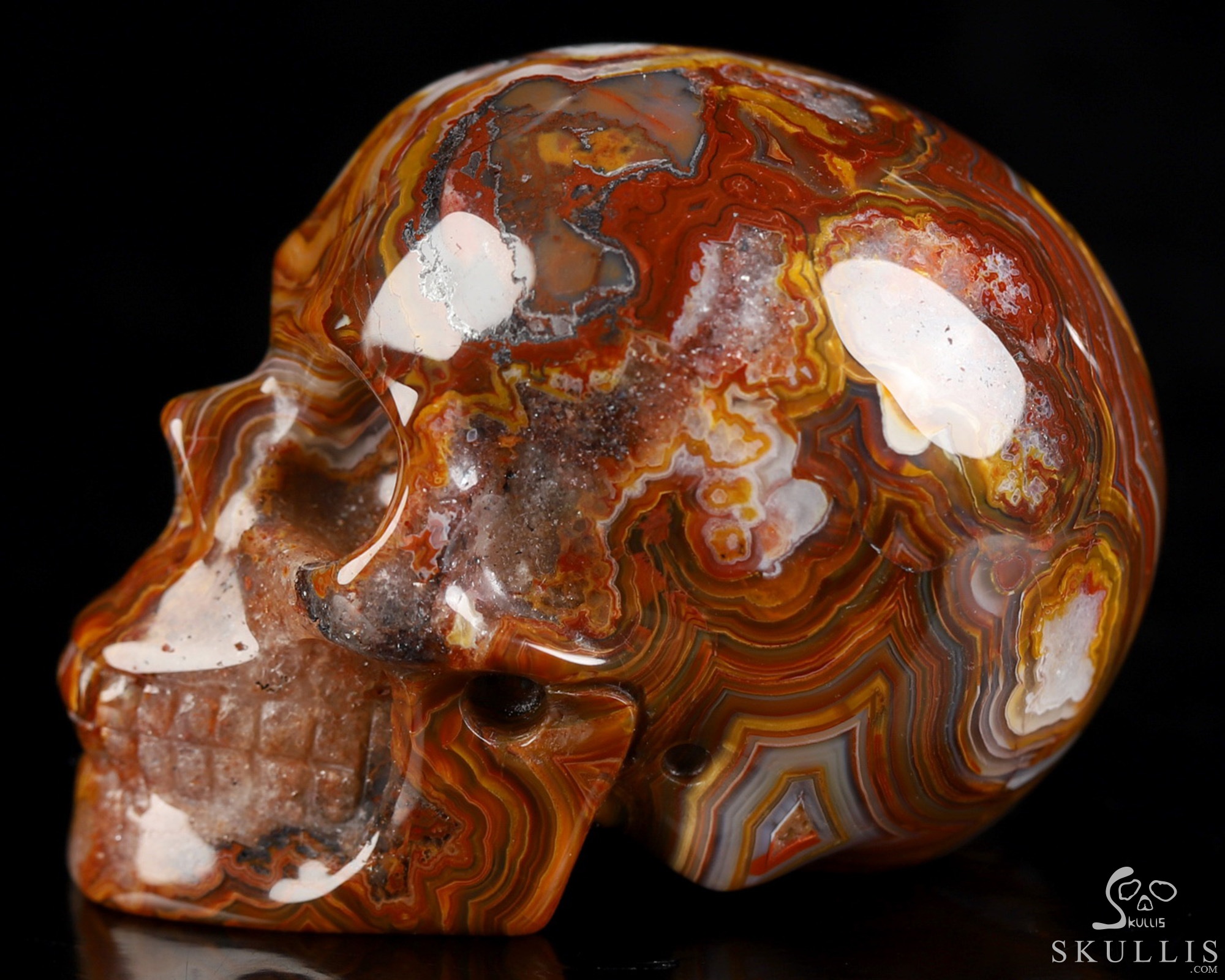 Gemstone 2.0" Red Crazy Lace Agate Hand Carved Crystal Skull, Realistic, Crystal Healing Gemstone 2.0" Red Crazy Lace Agate Hand Carved Crystal Skull, Realistic, Crystal Healing