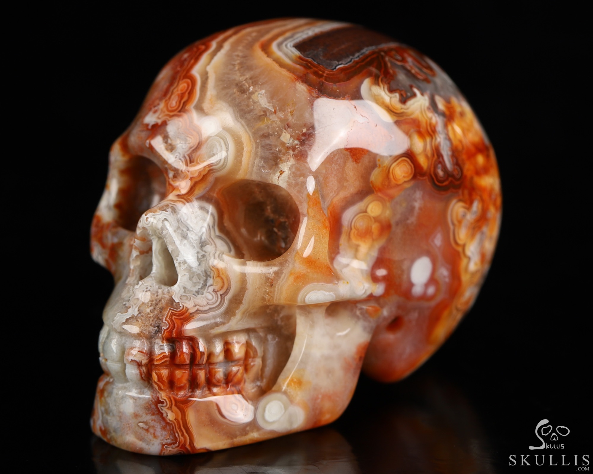 Gemstone 2.0" Red Crazy Lace Agate Hand Carved Crystal Skull, Realistic, Crystal Healing Gemstone 2.0" Red Crazy Lace Agate Hand Carved Crystal Skull, Realistic, Crystal Healing