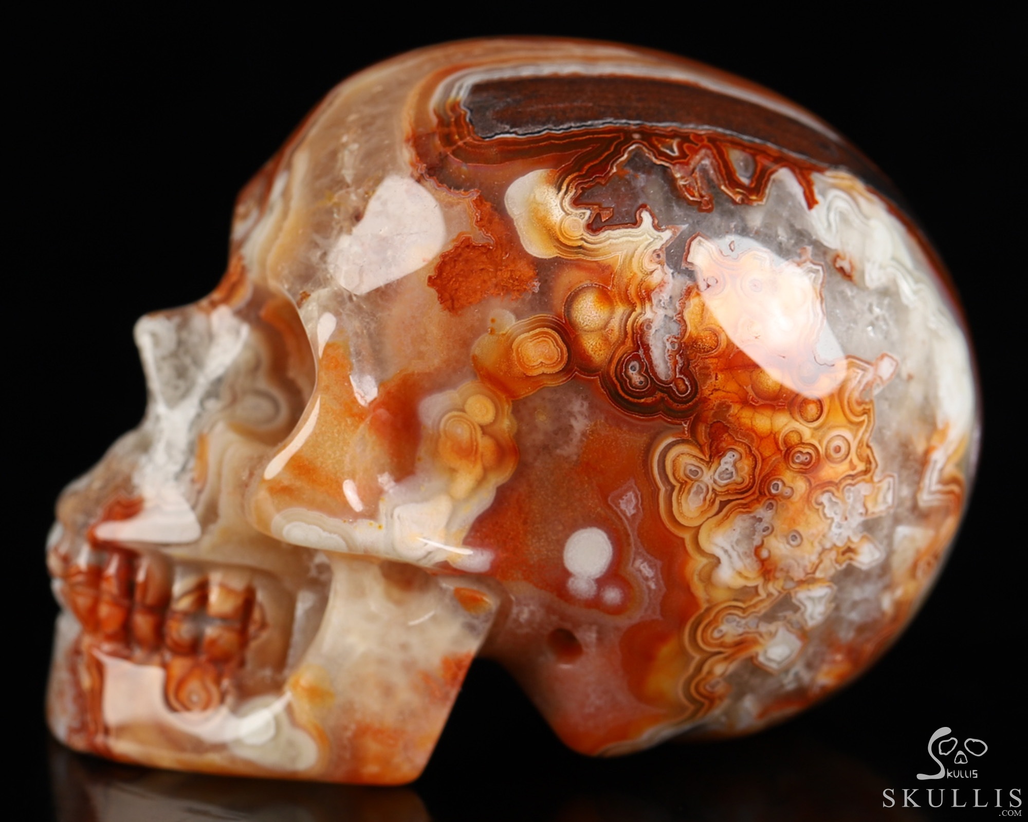 Gemstone 2.0" Red Crazy Lace Agate Hand Carved Crystal Skull, Realistic, Crystal Healing Gemstone 2.0" Red Crazy Lace Agate Hand Carved Crystal Skull, Realistic, Crystal Healing