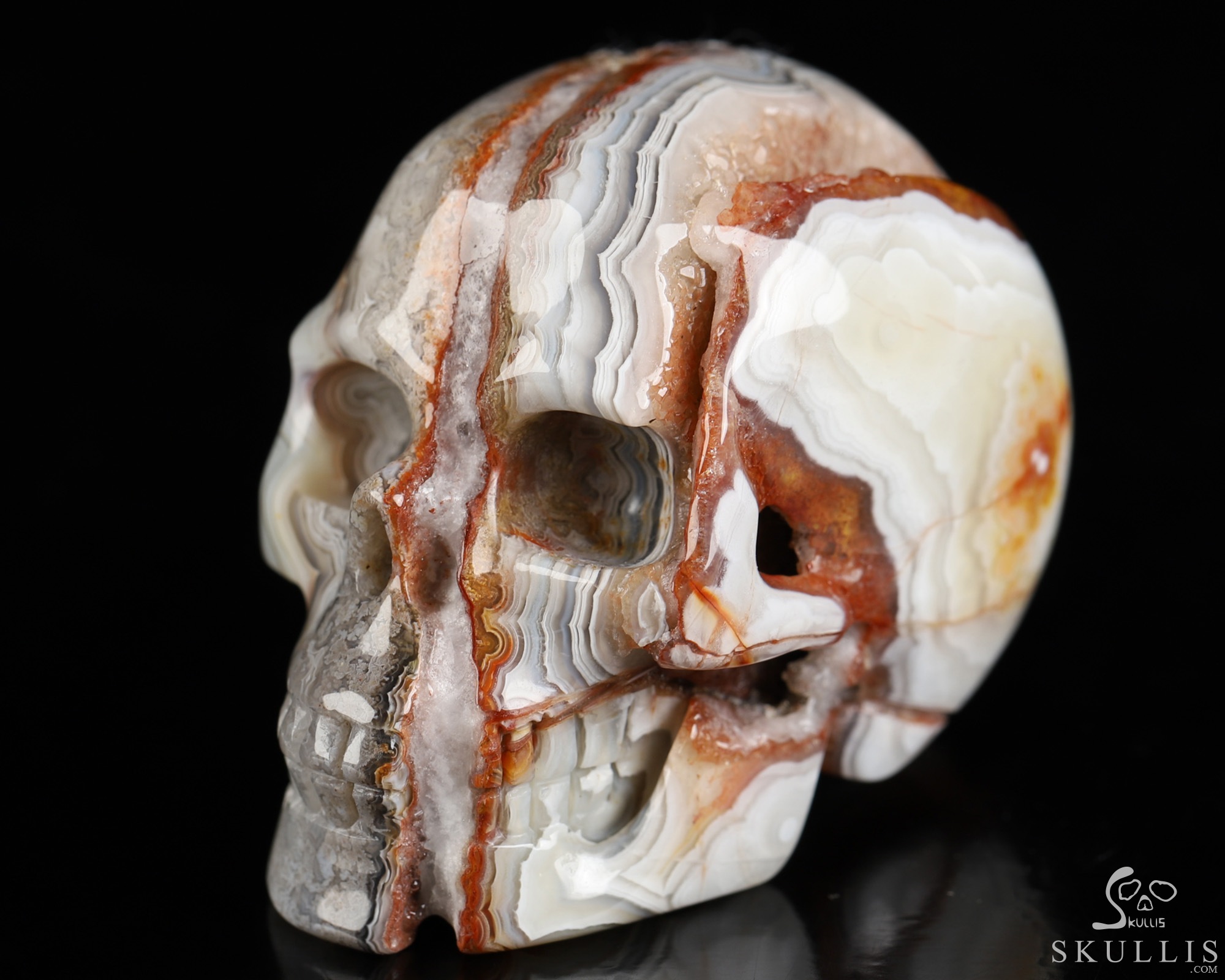 Gemstone 2.0" Red Crazy Lace Agate Hand Carved Crystal Skull, Realistic, Crystal Healing Gemstone 2.0" Red Crazy Lace Agate Hand Carved Crystal Skull, Realistic, Crystal Healing