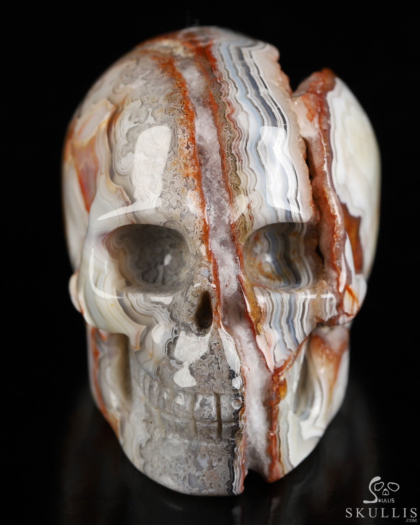 Gemstone 2.0" Red Crazy Lace Agate Hand Carved Crystal Skull, Realistic, Crystal Healing Gemstone 2.0" Red Crazy Lace Agate Hand Carved Crystal Skull, Realistic, Crystal Healing