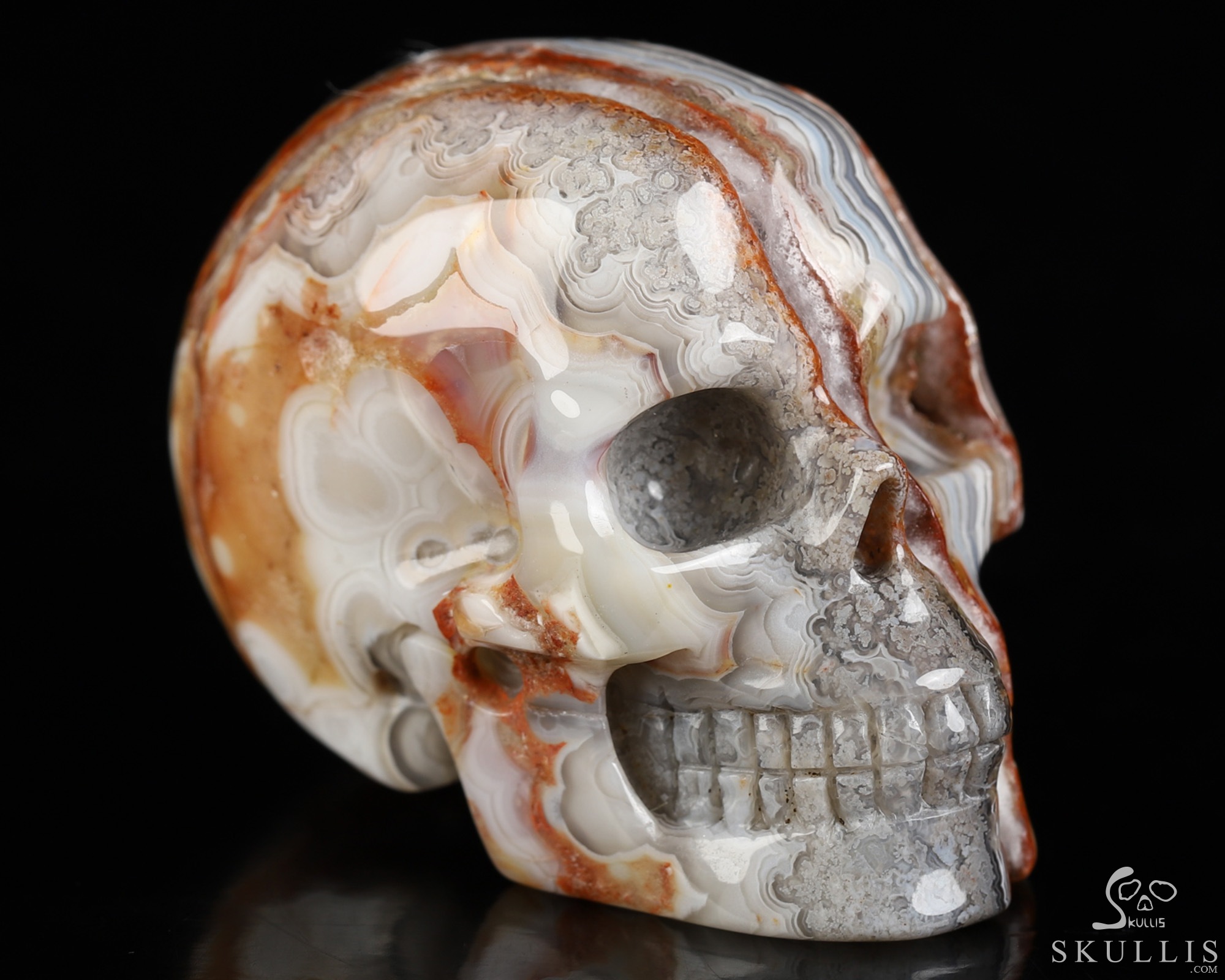 Gemstone 2.0" Red Crazy Lace Agate Hand Carved Crystal Skull, Realistic, Crystal Healing Gemstone 2.0" Red Crazy Lace Agate Hand Carved Crystal Skull, Realistic, Crystal Healing