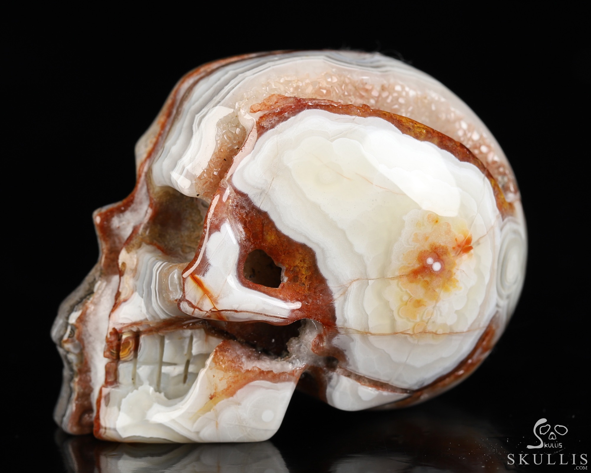 Gemstone 2.0" Red Crazy Lace Agate Hand Carved Crystal Skull, Realistic, Crystal Healing Gemstone 2.0" Red Crazy Lace Agate Hand Carved Crystal Skull, Realistic, Crystal Healing