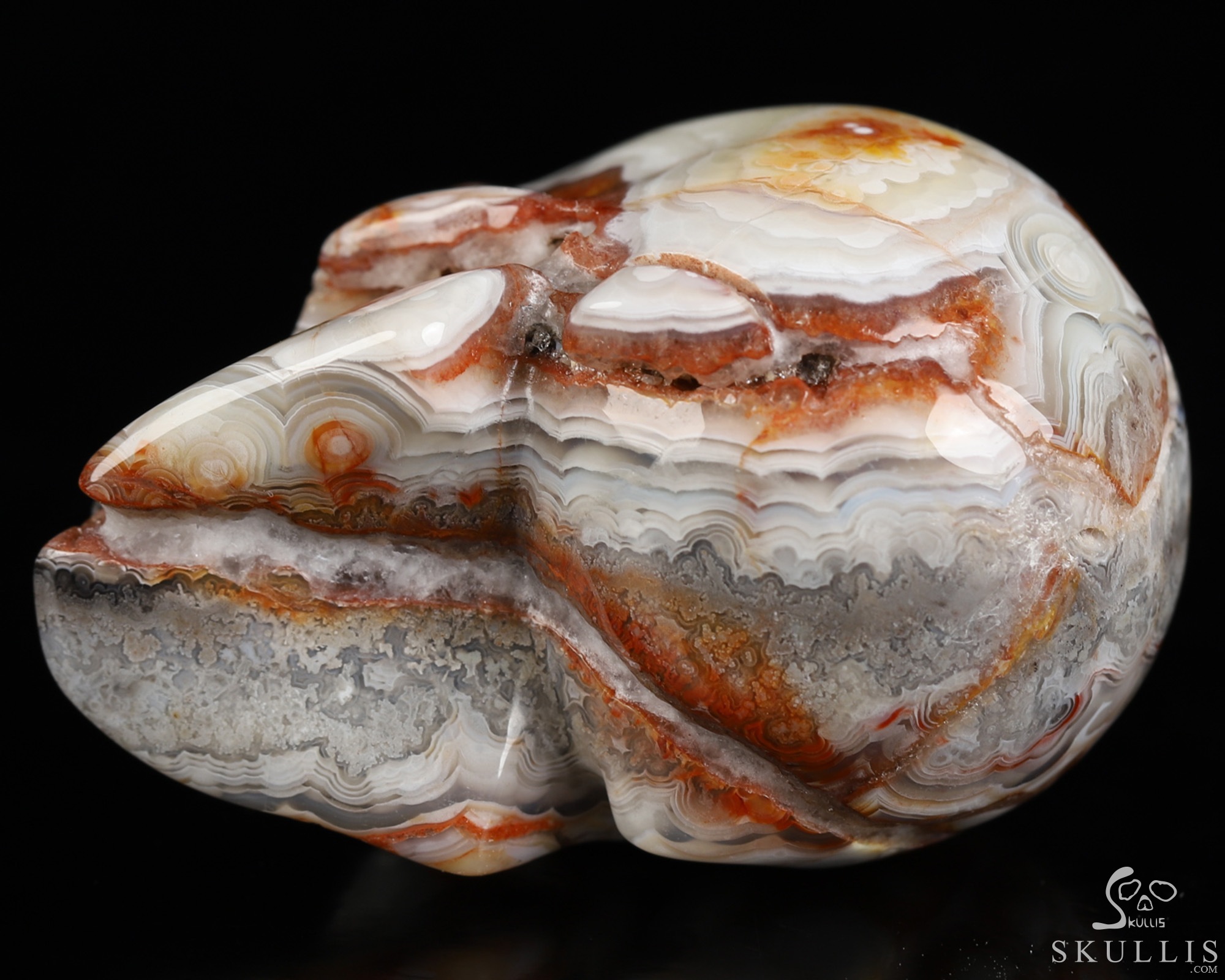 Gemstone 2.0" Red Crazy Lace Agate Hand Carved Crystal Skull, Realistic, Crystal Healing Gemstone 2.0" Red Crazy Lace Agate Hand Carved Crystal Skull, Realistic, Crystal Healing
