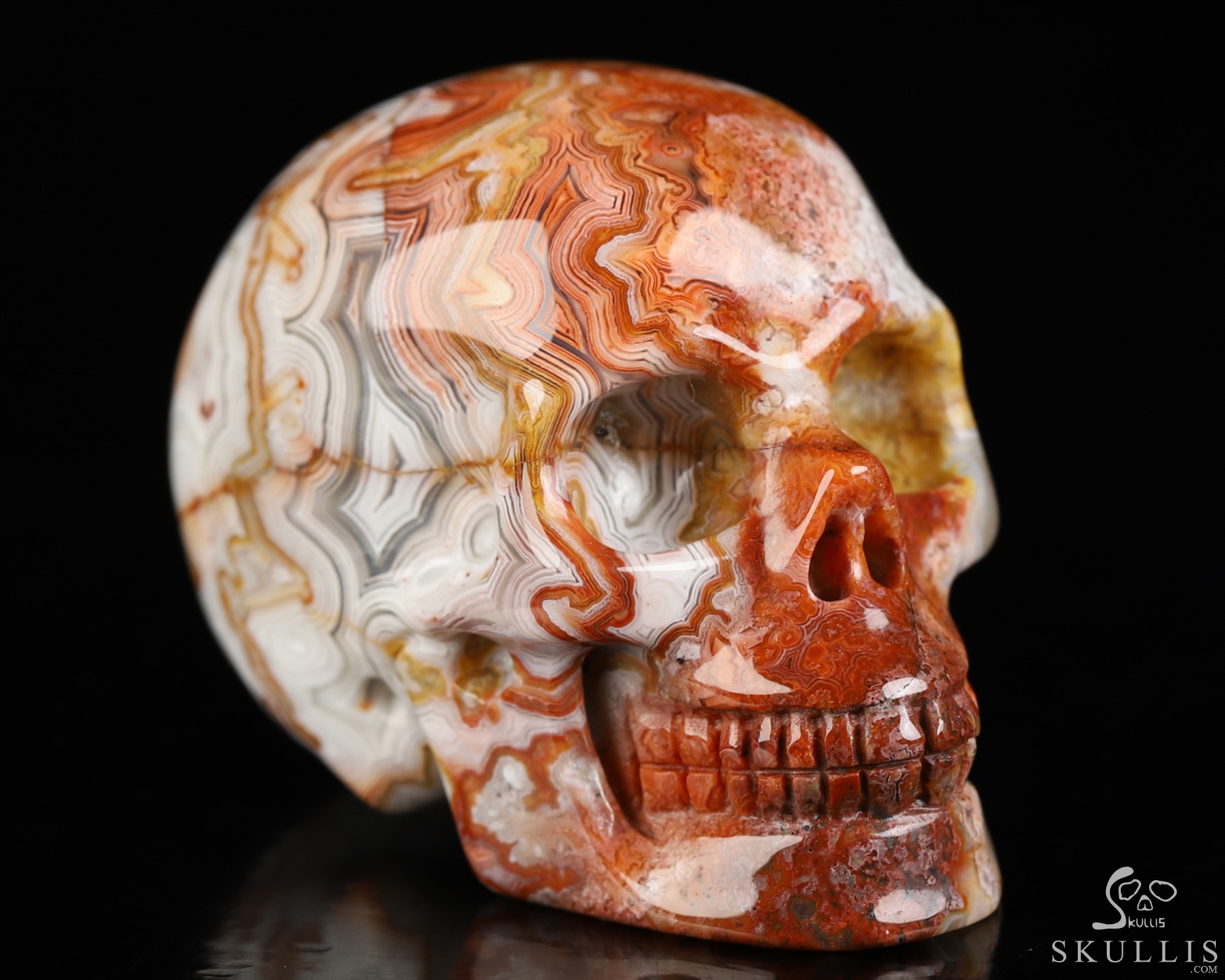 Gemstone 2.0" Red Crazy Lace Agate Hand Carved Crystal Skull, Realistic, Crystal Healing Gemstone 2.0" Red Crazy Lace Agate Hand Carved Crystal Skull, Realistic, Crystal Healing