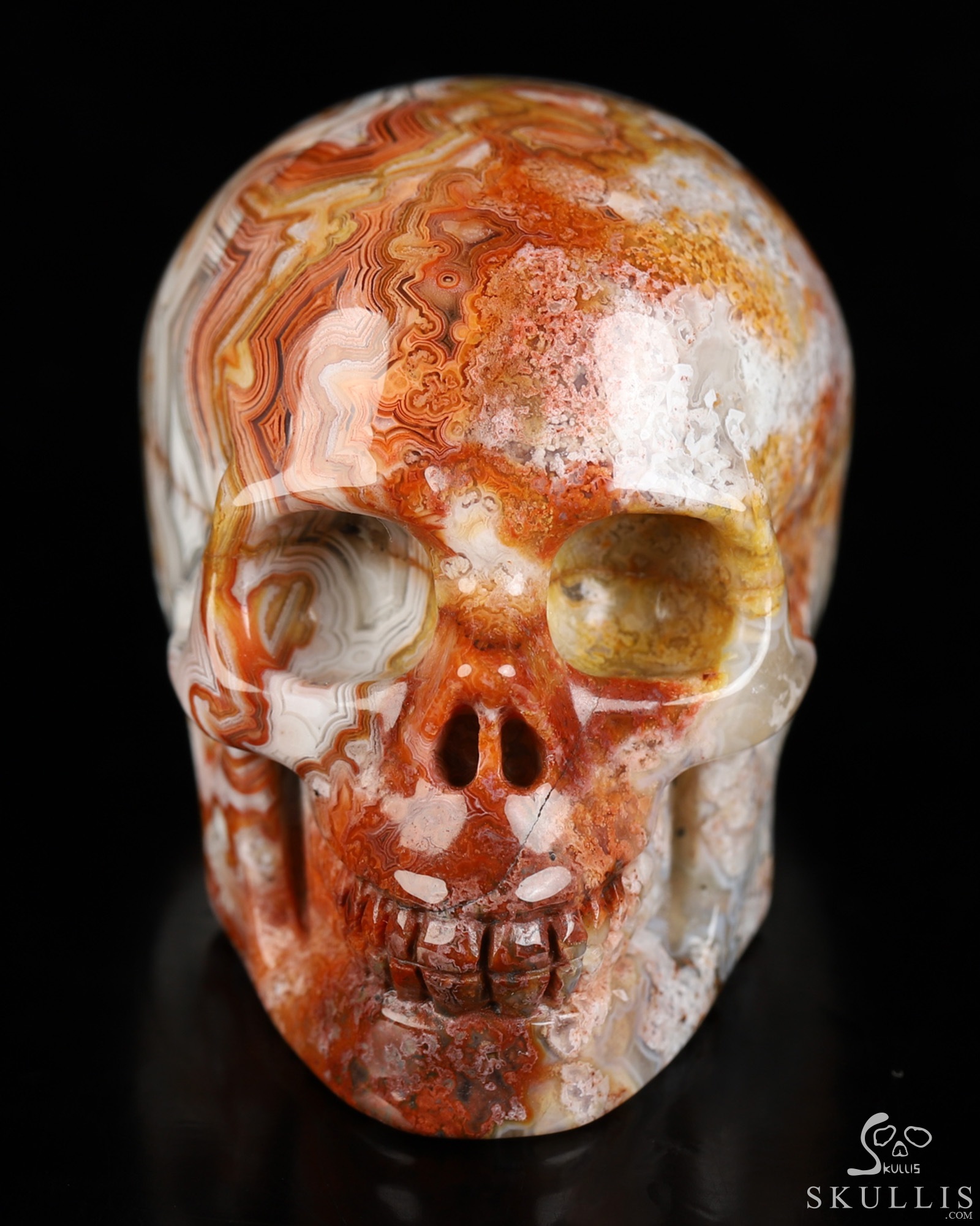 Gemstone 2.0" Red Crazy Lace Agate Hand Carved Crystal Skull, Realistic, Crystal Healing Gemstone 2.0" Red Crazy Lace Agate Hand Carved Crystal Skull, Realistic, Crystal Healing