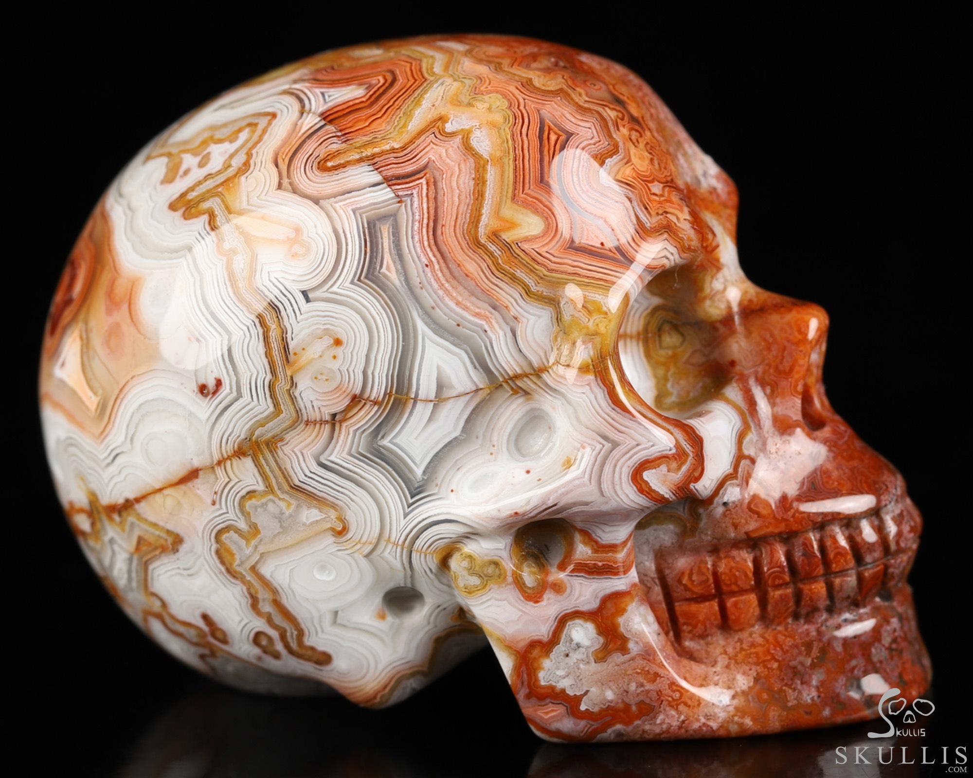 Gemstone 2.0" Red Crazy Lace Agate Hand Carved Crystal Skull, Realistic, Crystal Healing Gemstone 2.0" Red Crazy Lace Agate Hand Carved Crystal Skull, Realistic, Crystal Healing