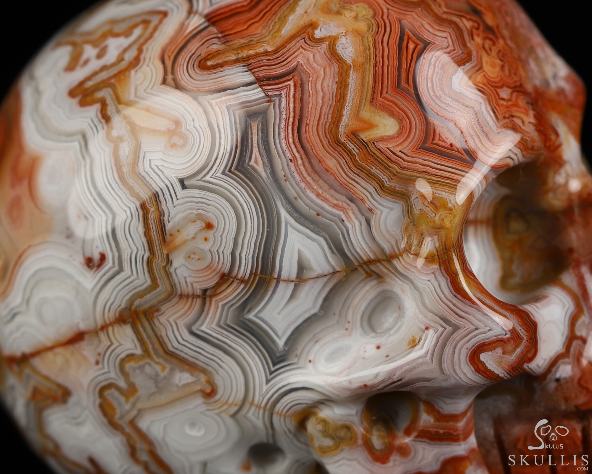 Gemstone 2.0" Red Crazy Lace Agate Hand Carved Crystal Skull, Realistic, Crystal Healing Gemstone 2.0" Red Crazy Lace Agate Hand Carved Crystal Skull, Realistic, Crystal Healing