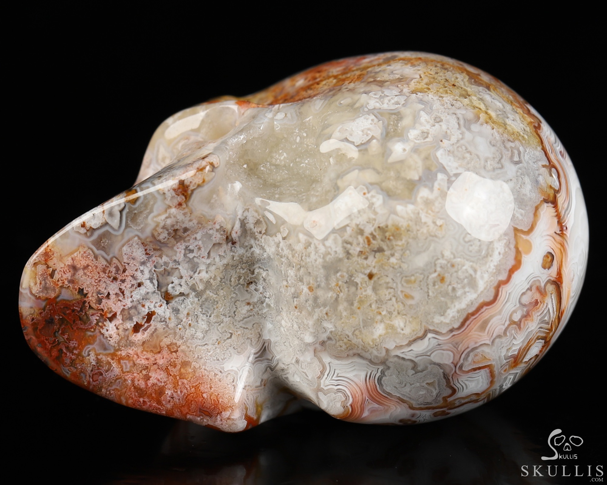 Gemstone 2.0" Red Crazy Lace Agate Hand Carved Crystal Skull, Realistic, Crystal Healing Gemstone 2.0" Red Crazy Lace Agate Hand Carved Crystal Skull, Realistic, Crystal Healing