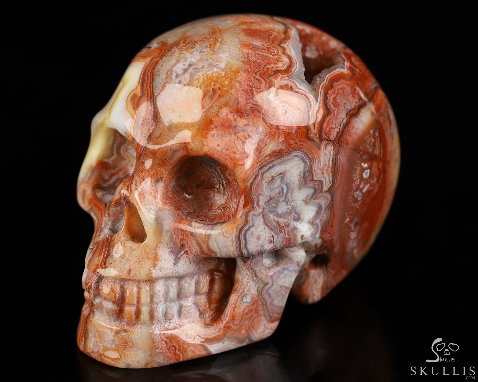 Gemstone 2.0" Red Crazy Lace Agate Hand Carved Crystal Skull, Realistic, Crystal Healing Gemstone 2.0" Red Crazy Lace Agate Hand Carved Crystal Skull, Realistic, Crystal Healing