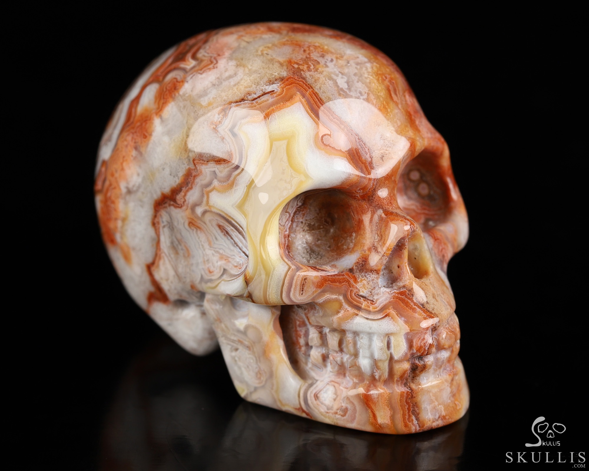 Gemstone 2.0" Red Crazy Lace Agate Hand Carved Crystal Skull, Realistic, Crystal Healing Gemstone 2.0" Red Crazy Lace Agate Hand Carved Crystal Skull, Realistic, Crystal Healing