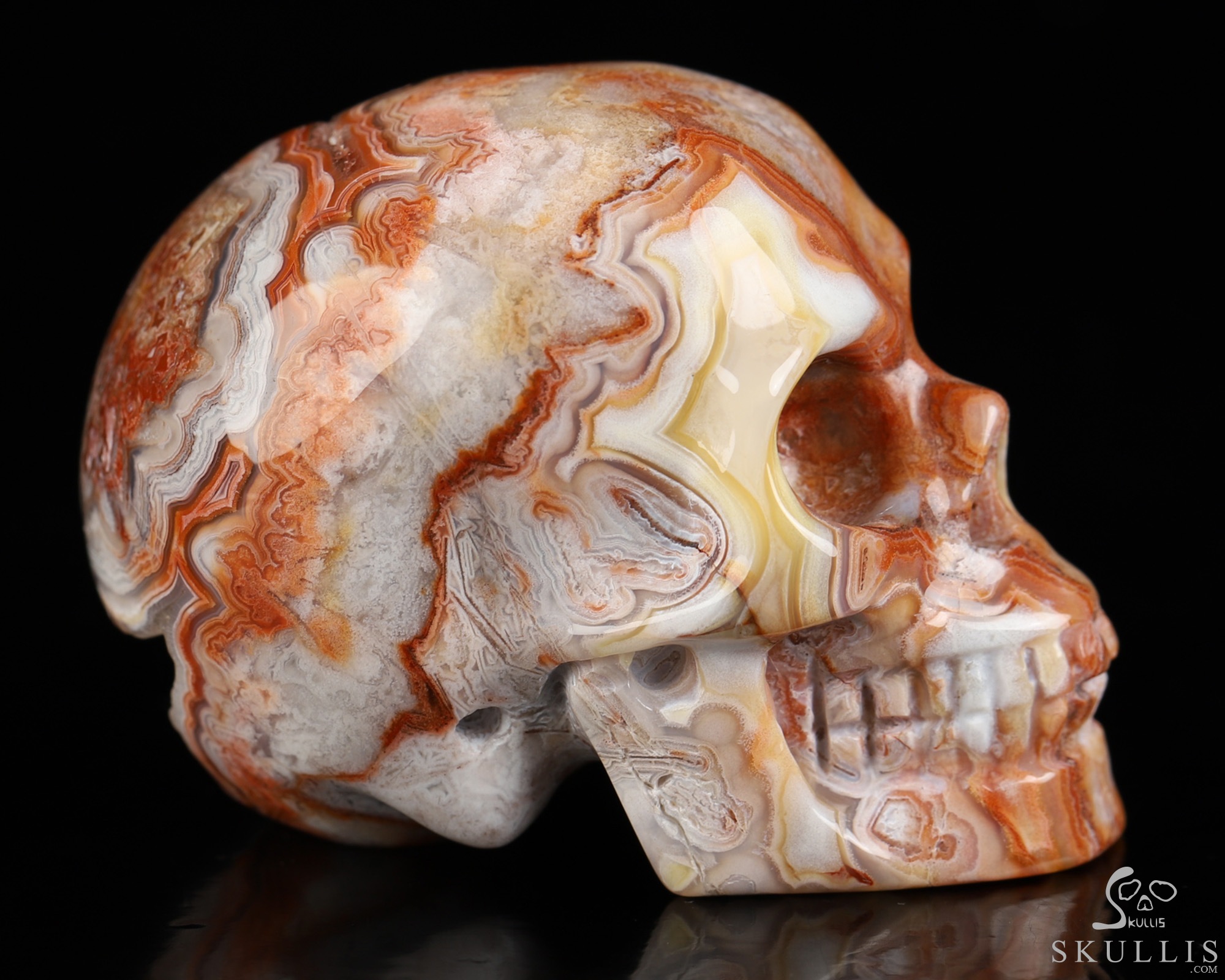 Gemstone 2.0" Red Crazy Lace Agate Hand Carved Crystal Skull, Realistic, Crystal Healing Gemstone 2.0" Red Crazy Lace Agate Hand Carved Crystal Skull, Realistic, Crystal Healing