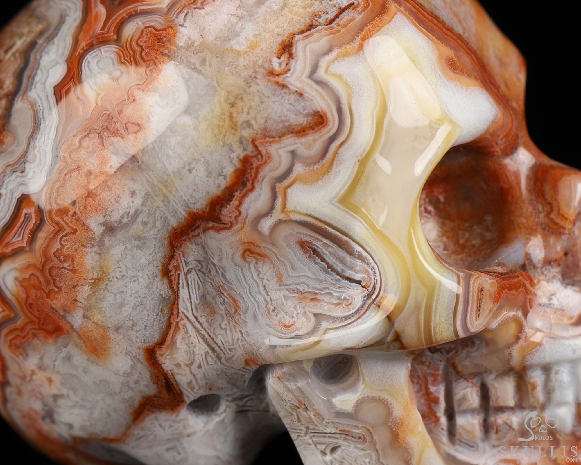 Gemstone 2.0" Red Crazy Lace Agate Hand Carved Crystal Skull, Realistic, Crystal Healing Gemstone 2.0" Red Crazy Lace Agate Hand Carved Crystal Skull, Realistic, Crystal Healing
