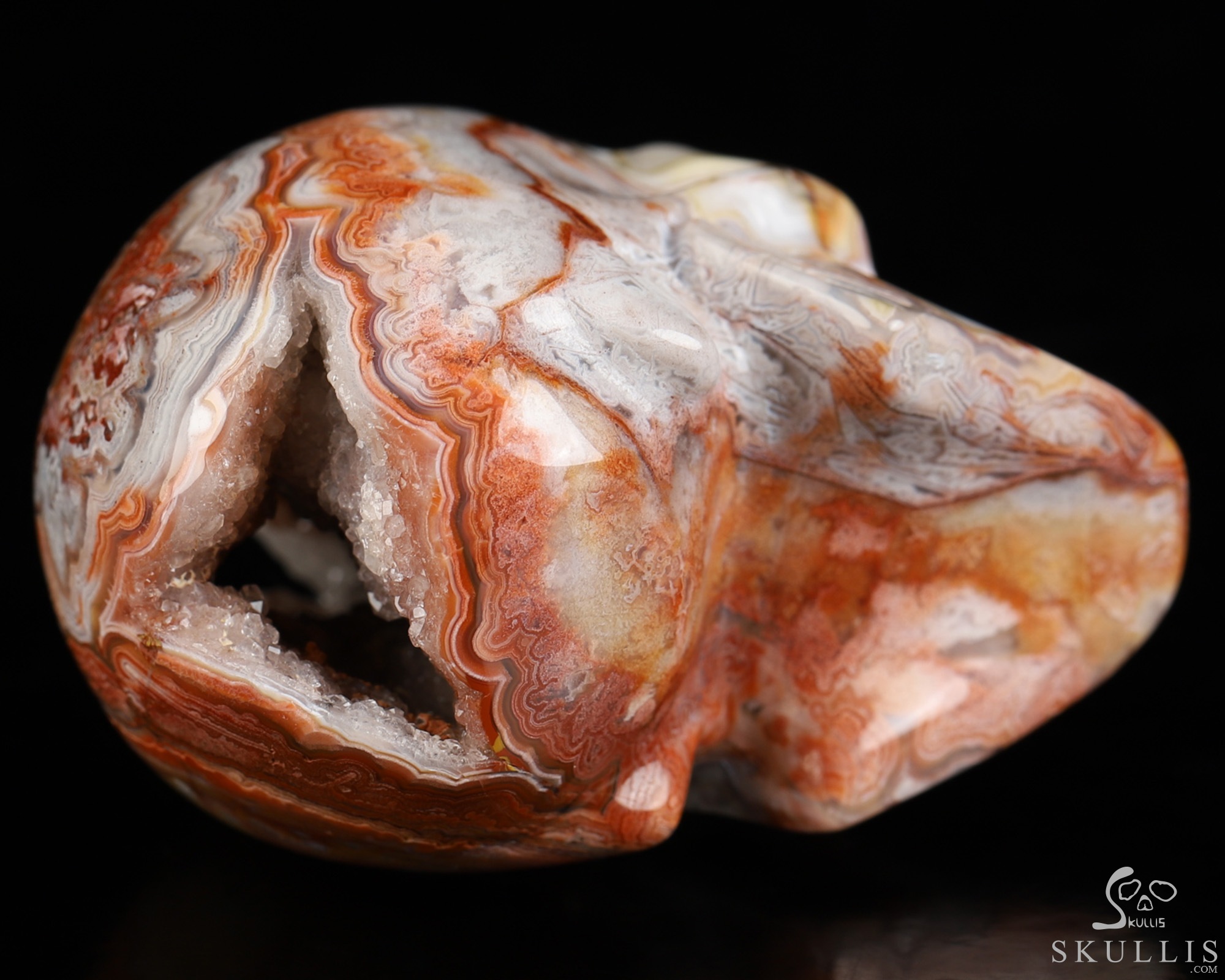 Gemstone 2.0" Red Crazy Lace Agate Hand Carved Crystal Skull, Realistic, Crystal Healing Gemstone 2.0" Red Crazy Lace Agate Hand Carved Crystal Skull, Realistic, Crystal Healing