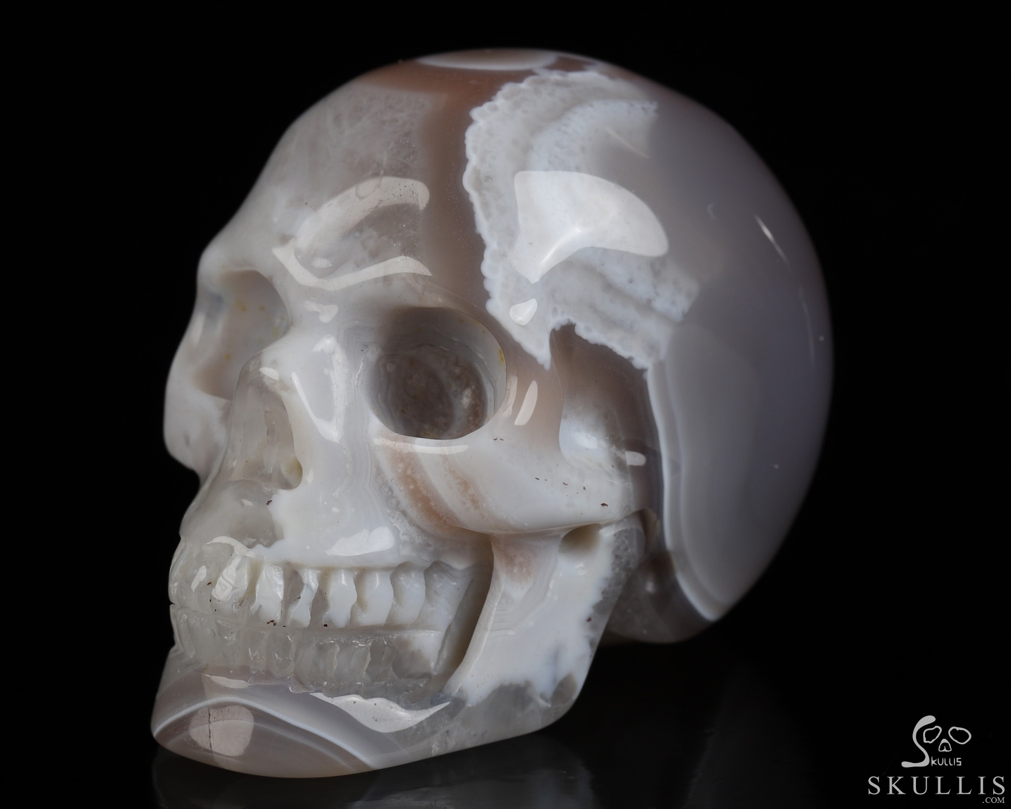 Gemstone 2.0" Mozambique Agate Hand Carved Crystal Skull, Realistic, Crystal Healing Gemstone 2.0" Mozambique Agate Hand Carved Crystal Skull, Realistic, Crystal Healing