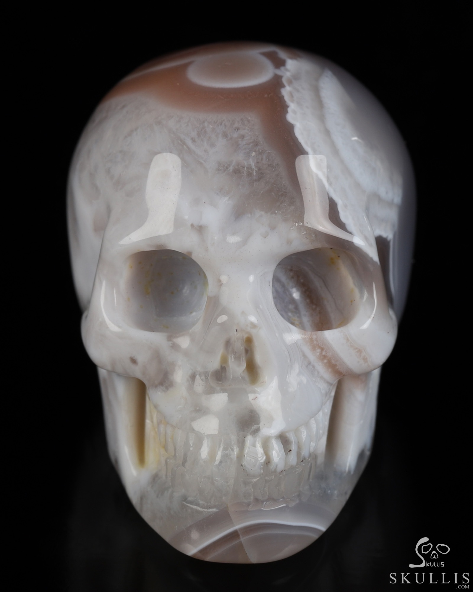Gemstone 2.0" Mozambique Agate Hand Carved Crystal Skull, Realistic, Crystal Healing Gemstone 2.0" Mozambique Agate Hand Carved Crystal Skull, Realistic, Crystal Healing