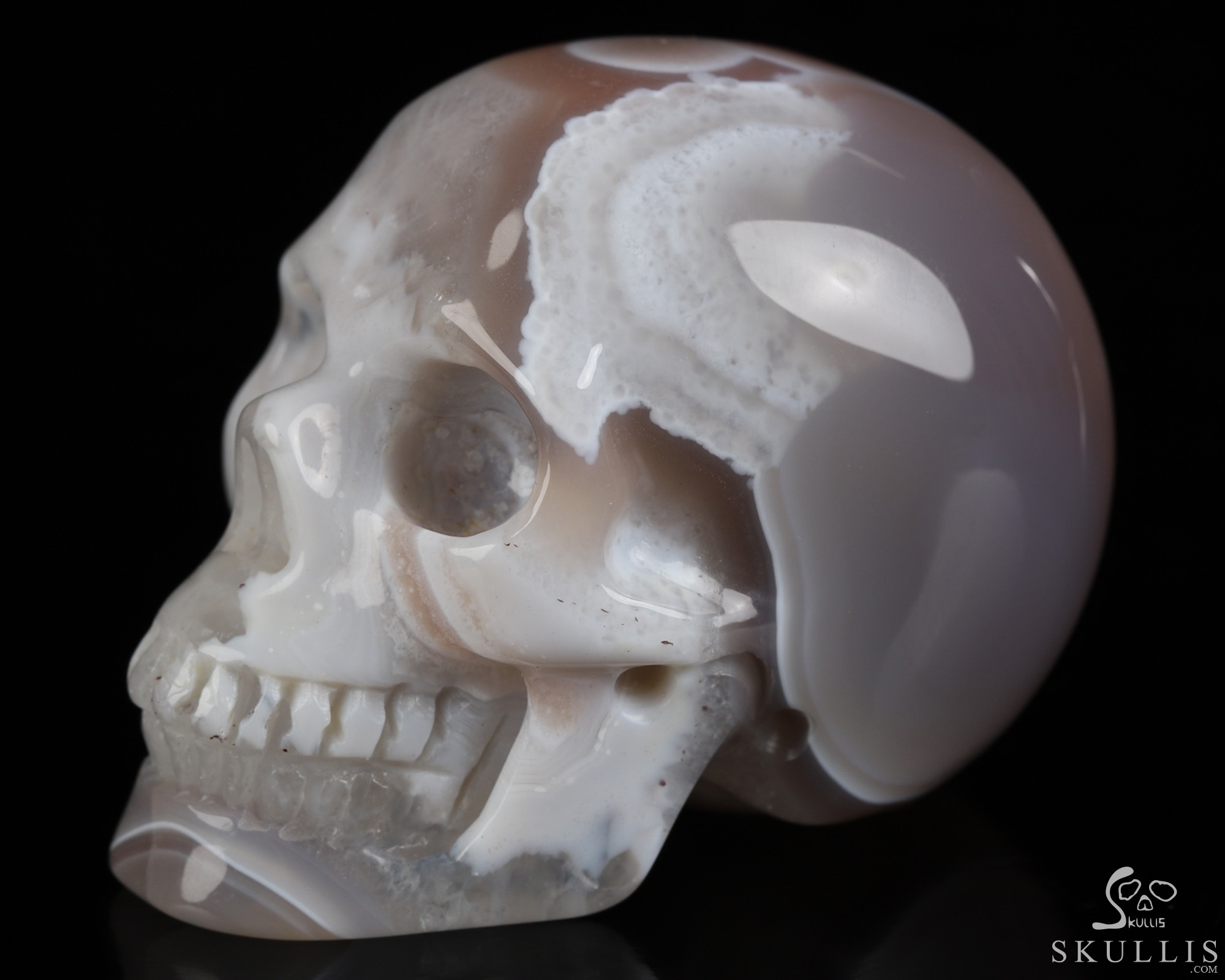 Gemstone 2.0" Mozambique Agate Hand Carved Crystal Skull, Realistic, Crystal Healing Gemstone 2.0" Mozambique Agate Hand Carved Crystal Skull, Realistic, Crystal Healing