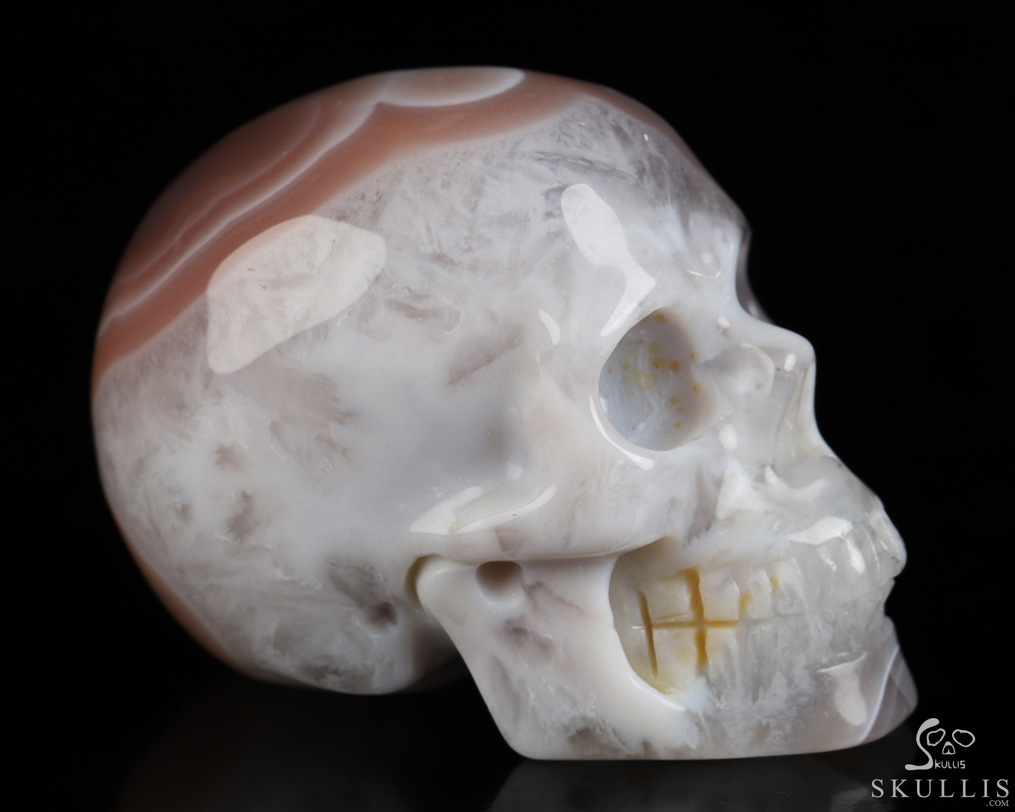 Gemstone 2.0" Mozambique Agate Hand Carved Crystal Skull, Realistic, Crystal Healing Gemstone 2.0" Mozambique Agate Hand Carved Crystal Skull, Realistic, Crystal Healing