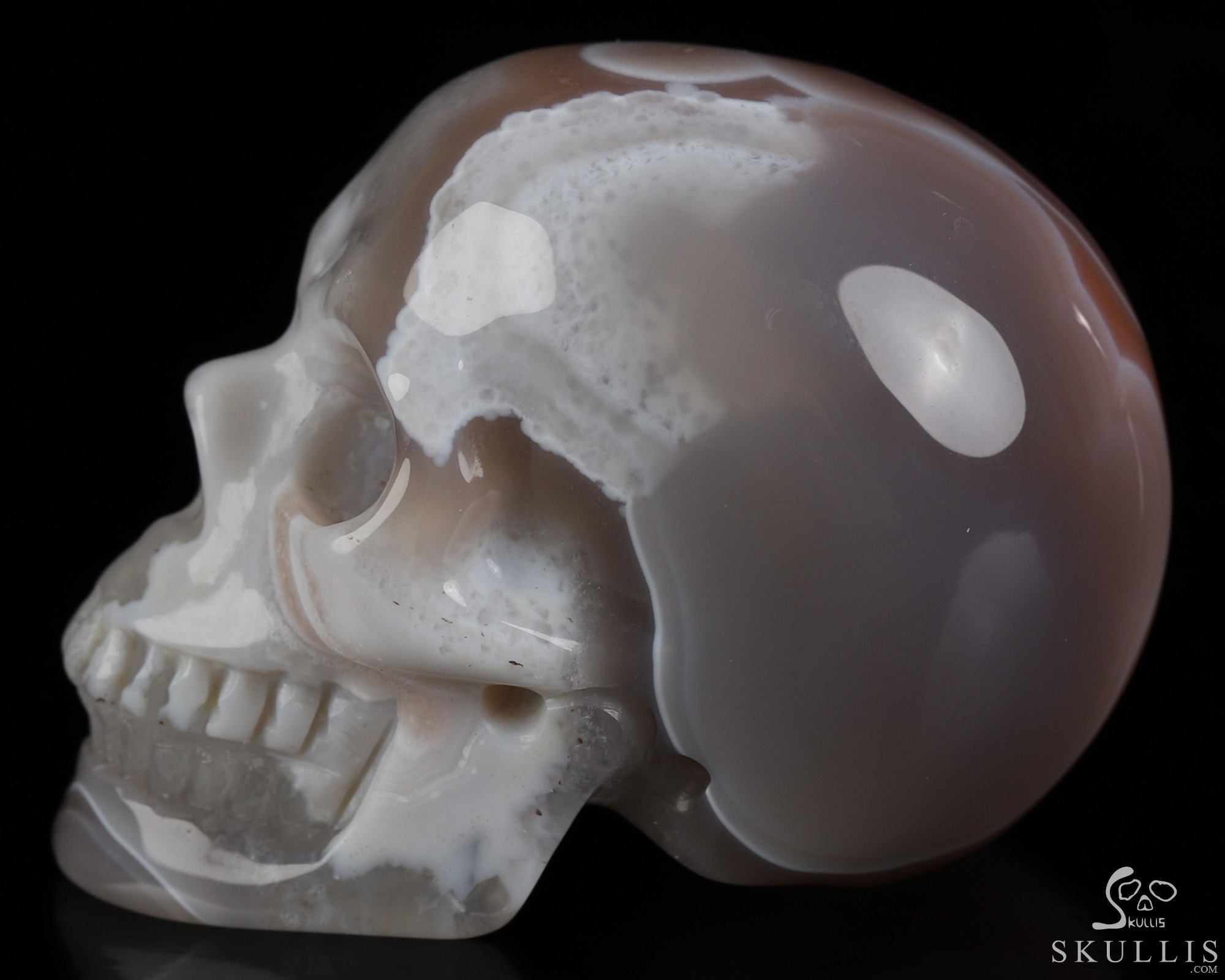 Gemstone 2.0" Mozambique Agate Hand Carved Crystal Skull, Realistic, Crystal Healing Gemstone 2.0" Mozambique Agate Hand Carved Crystal Skull, Realistic, Crystal Healing