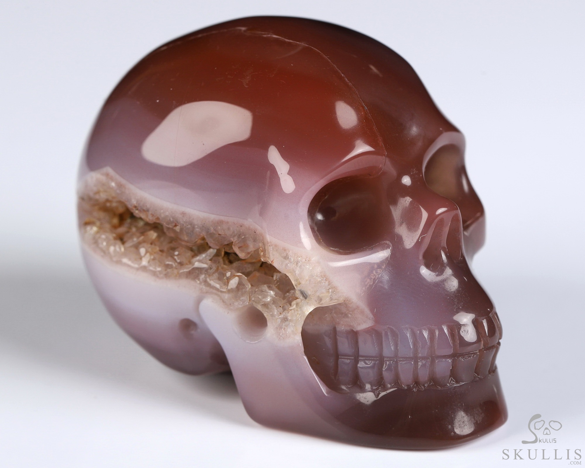 Gemstone 2.0" Mozambique Agate Hand Carved Crystal Skull, Realistic, Crystal Healing Gemstone 2.0" Mozambique Agate Hand Carved Crystal Skull, Realistic, Crystal Healing