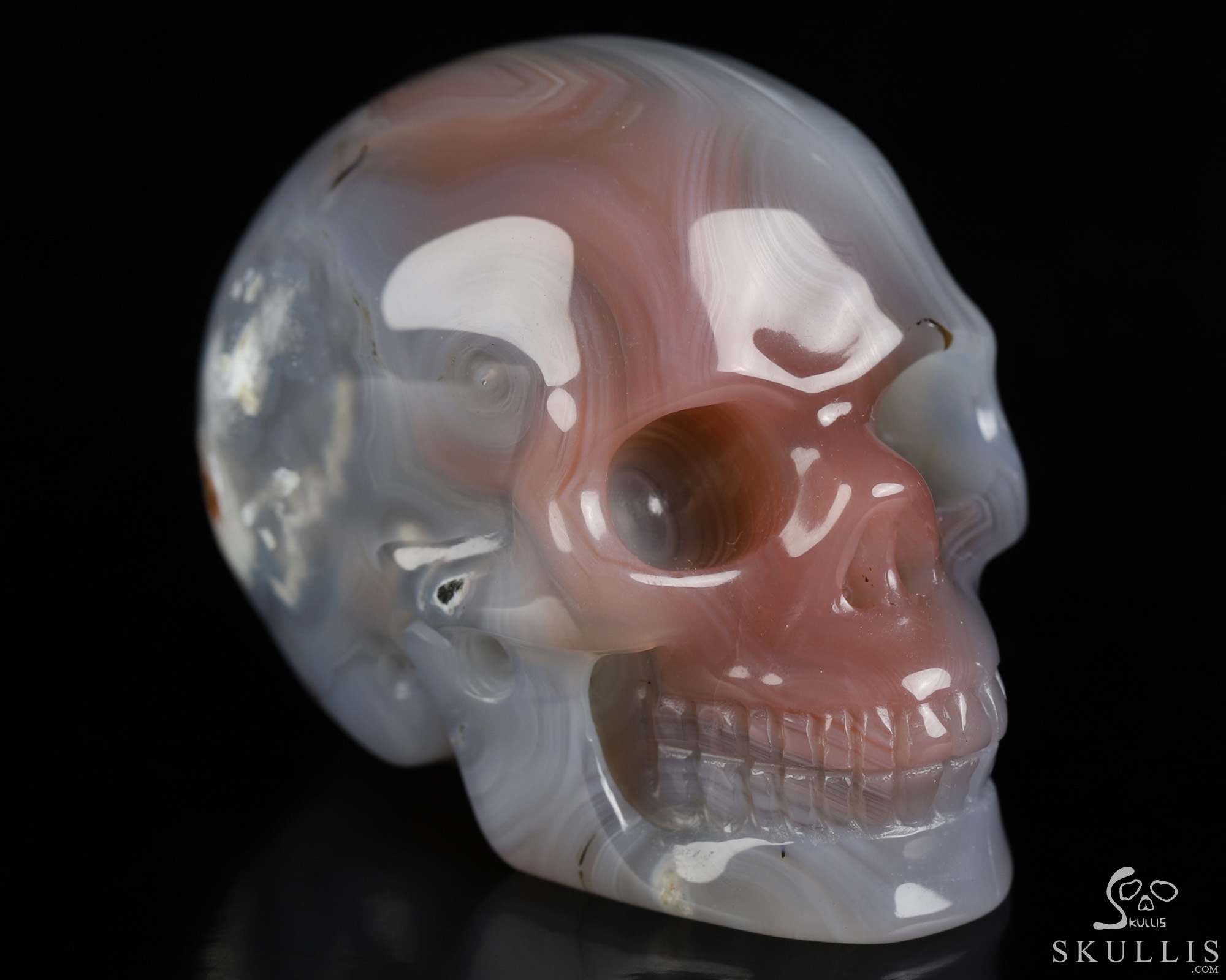 Gemstone 2.0" Mozambique Agate Hand Carved Crystal Skull, Realistic, Crystal Healing Gemstone 2.0" Mozambique Agate Hand Carved Crystal Skull, Realistic, Crystal Healing