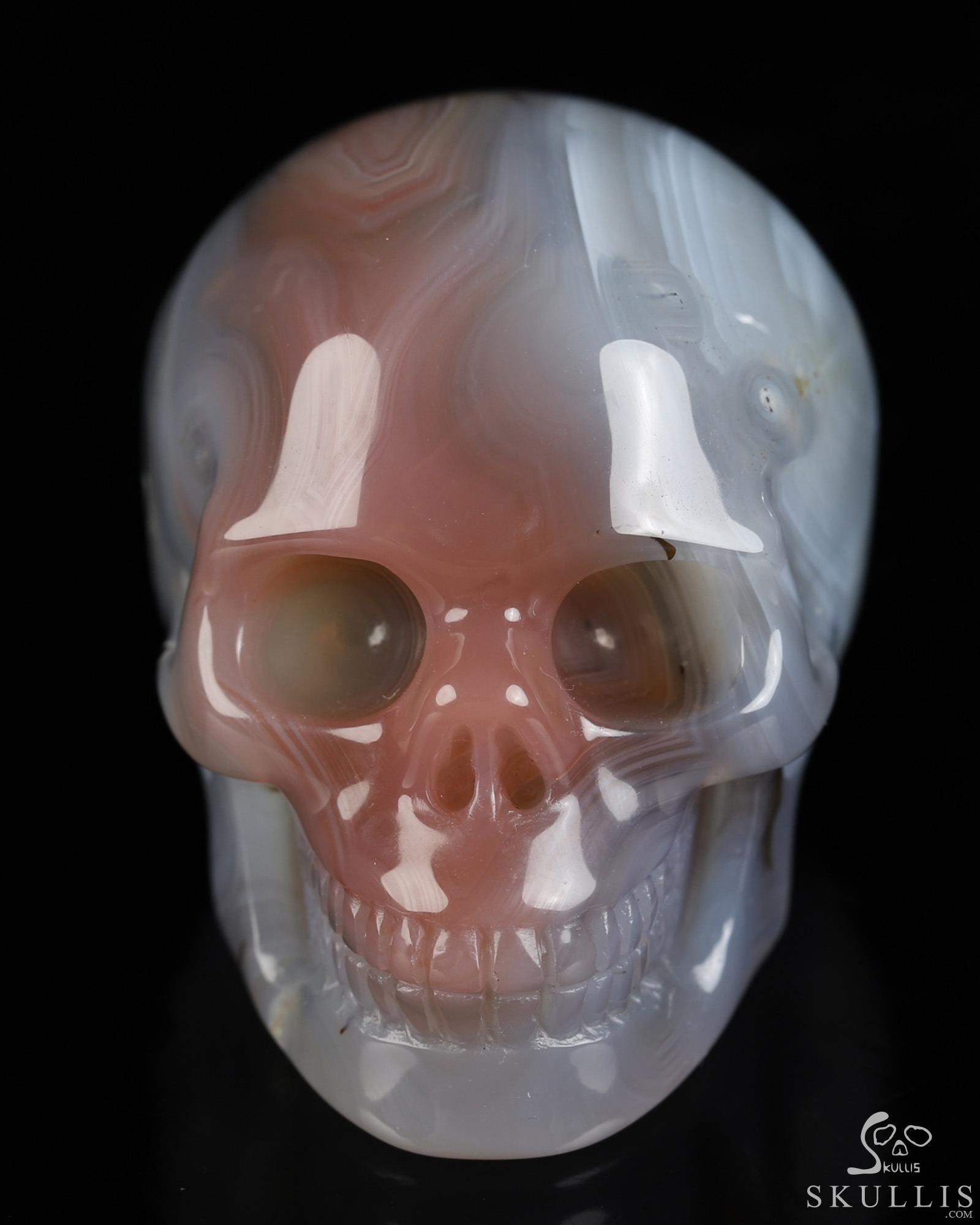 Gemstone 2.0" Mozambique Agate Hand Carved Crystal Skull, Realistic, Crystal Healing Gemstone 2.0" Mozambique Agate Hand Carved Crystal Skull, Realistic, Crystal Healing