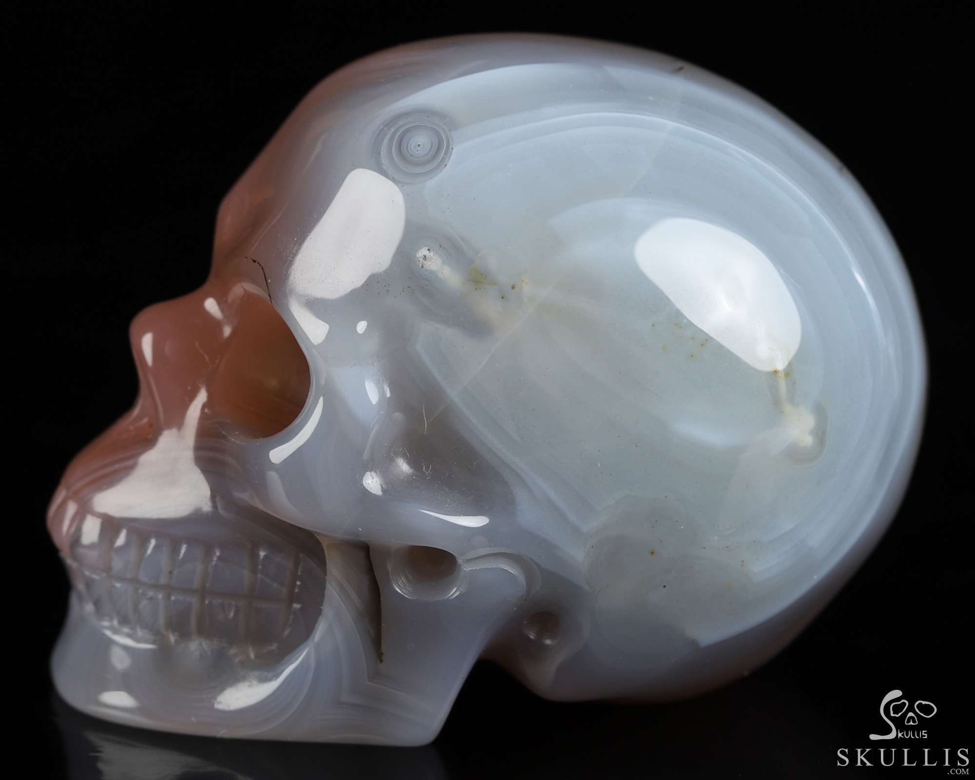 Gemstone 2.0" Mozambique Agate Hand Carved Crystal Skull, Realistic, Crystal Healing Gemstone 2.0" Mozambique Agate Hand Carved Crystal Skull, Realistic, Crystal Healing