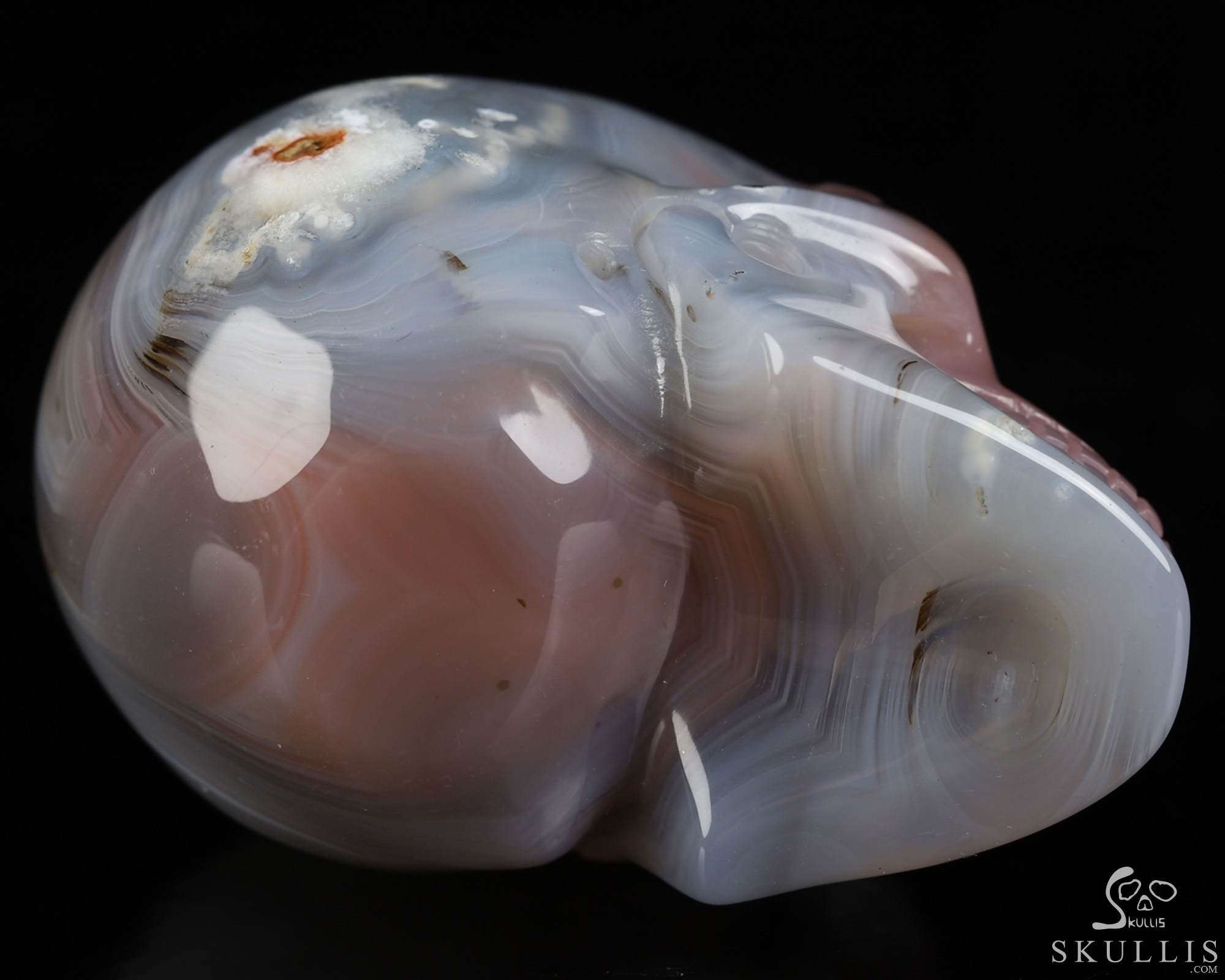 Gemstone 2.0" Mozambique Agate Hand Carved Crystal Skull, Realistic, Crystal Healing Gemstone 2.0" Mozambique Agate Hand Carved Crystal Skull, Realistic, Crystal Healing