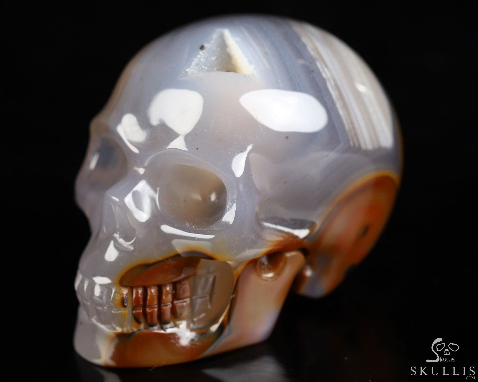 2.0" Agate Geode Hand Carved Crystal Skull, Realistic, Crystal Healing 2.0" Agate Geode Hand Carved Crystal Skull, Realistic, Crystal Healing