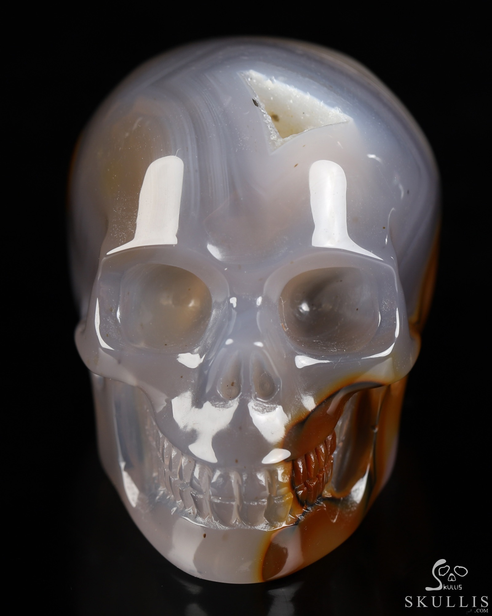 2.0" Agate Geode Hand Carved Crystal Skull, Realistic, Crystal Healing 2.0" Agate Geode Hand Carved Crystal Skull, Realistic, Crystal Healing