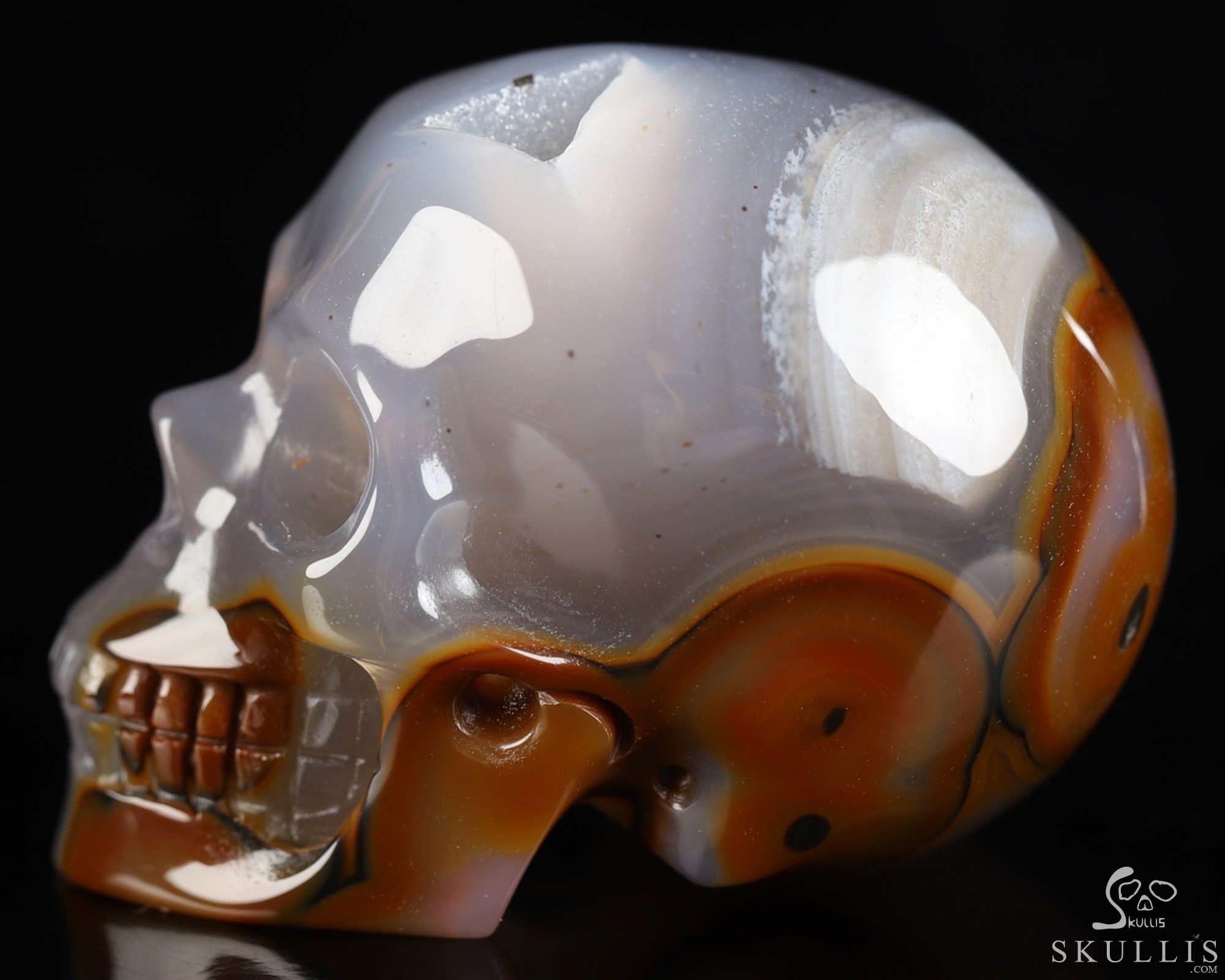 2.0" Agate Geode Hand Carved Crystal Skull, Realistic, Crystal Healing 2.0" Agate Geode Hand Carved Crystal Skull, Realistic, Crystal Healing